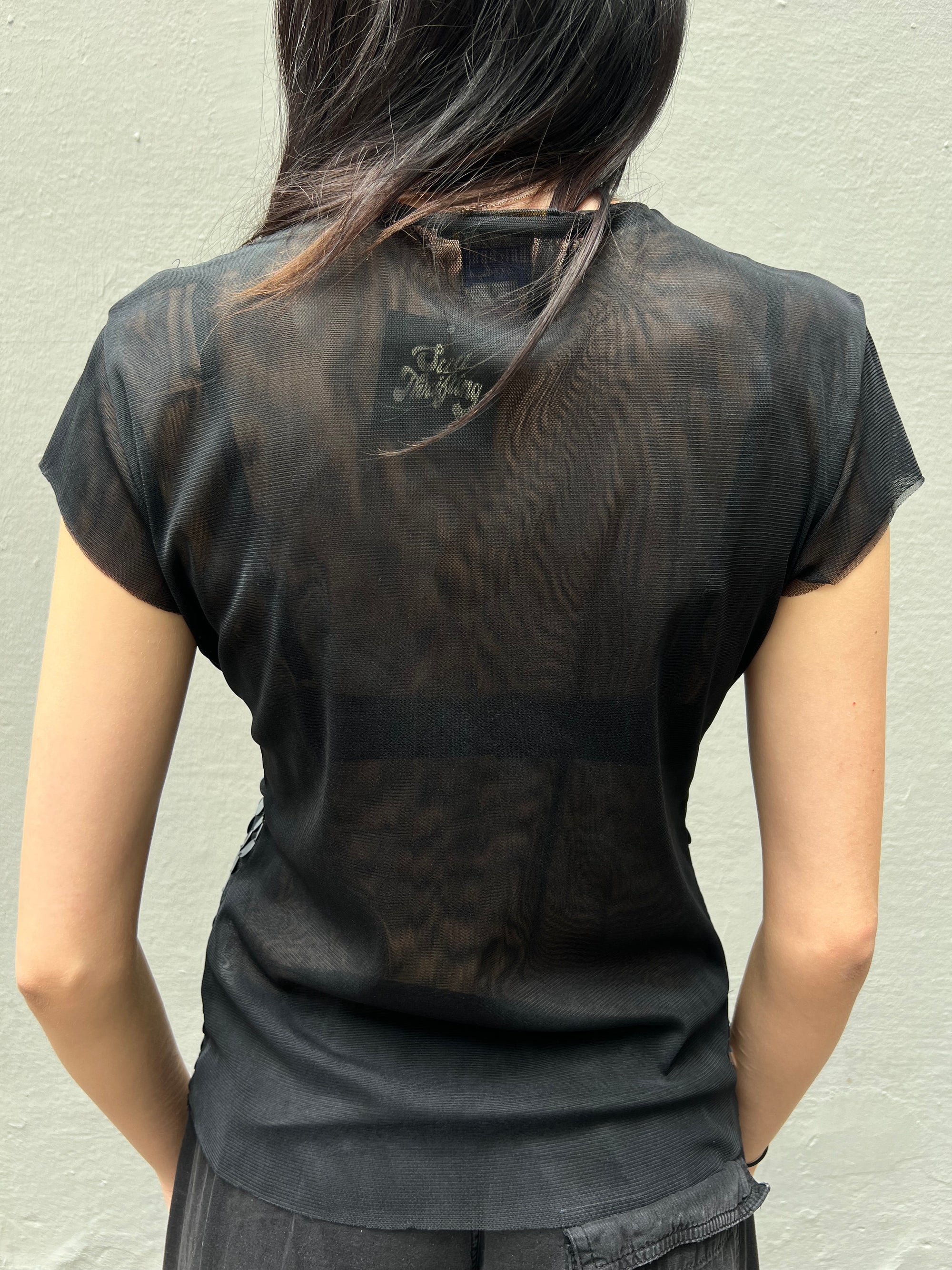 Vintage Black Grey Pailletten T-Shirt S/M