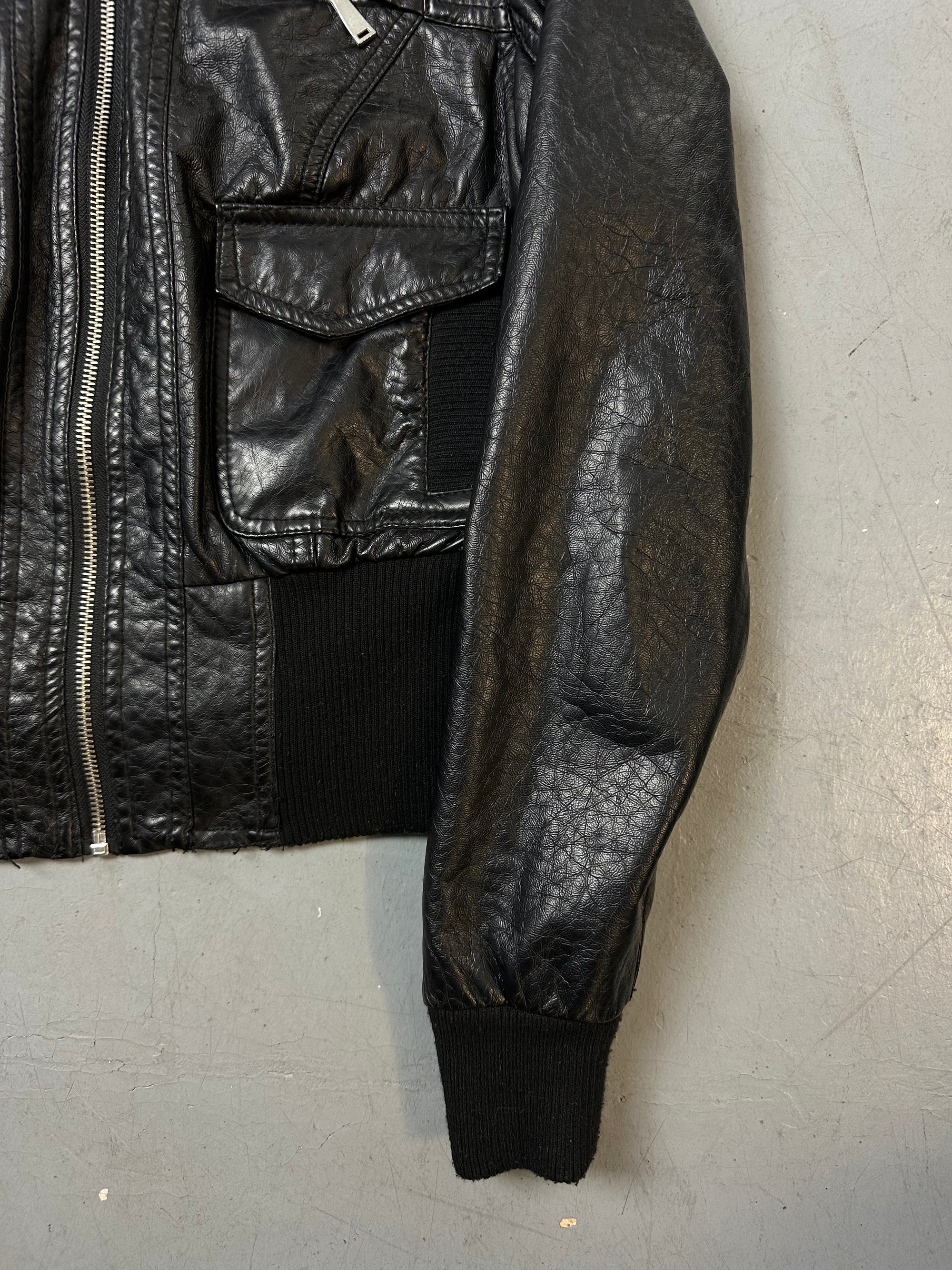 Vintage Faux Leather Cropped Jacket S