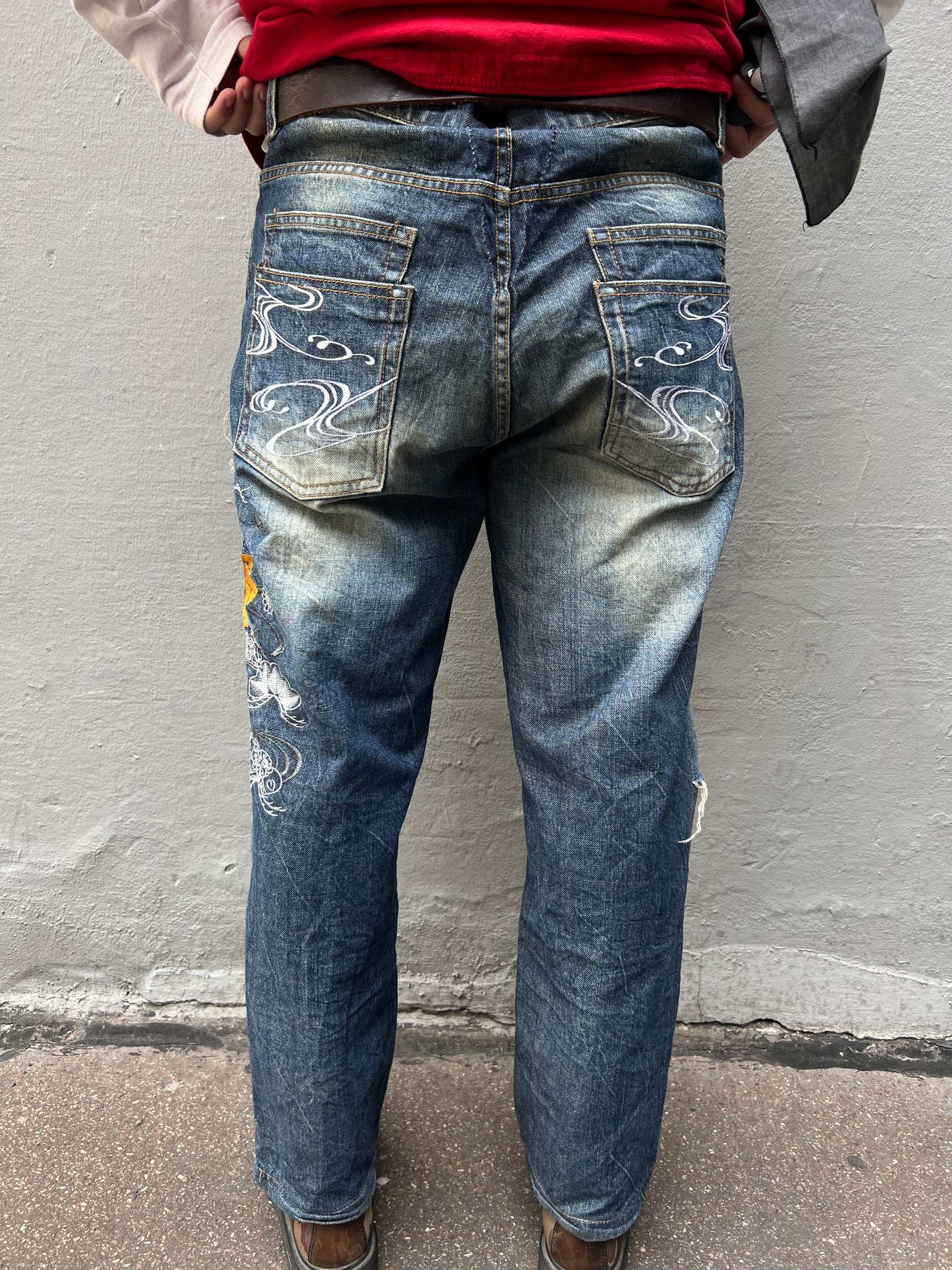 Vintage Japanese Crazy Printed Denim L/XL