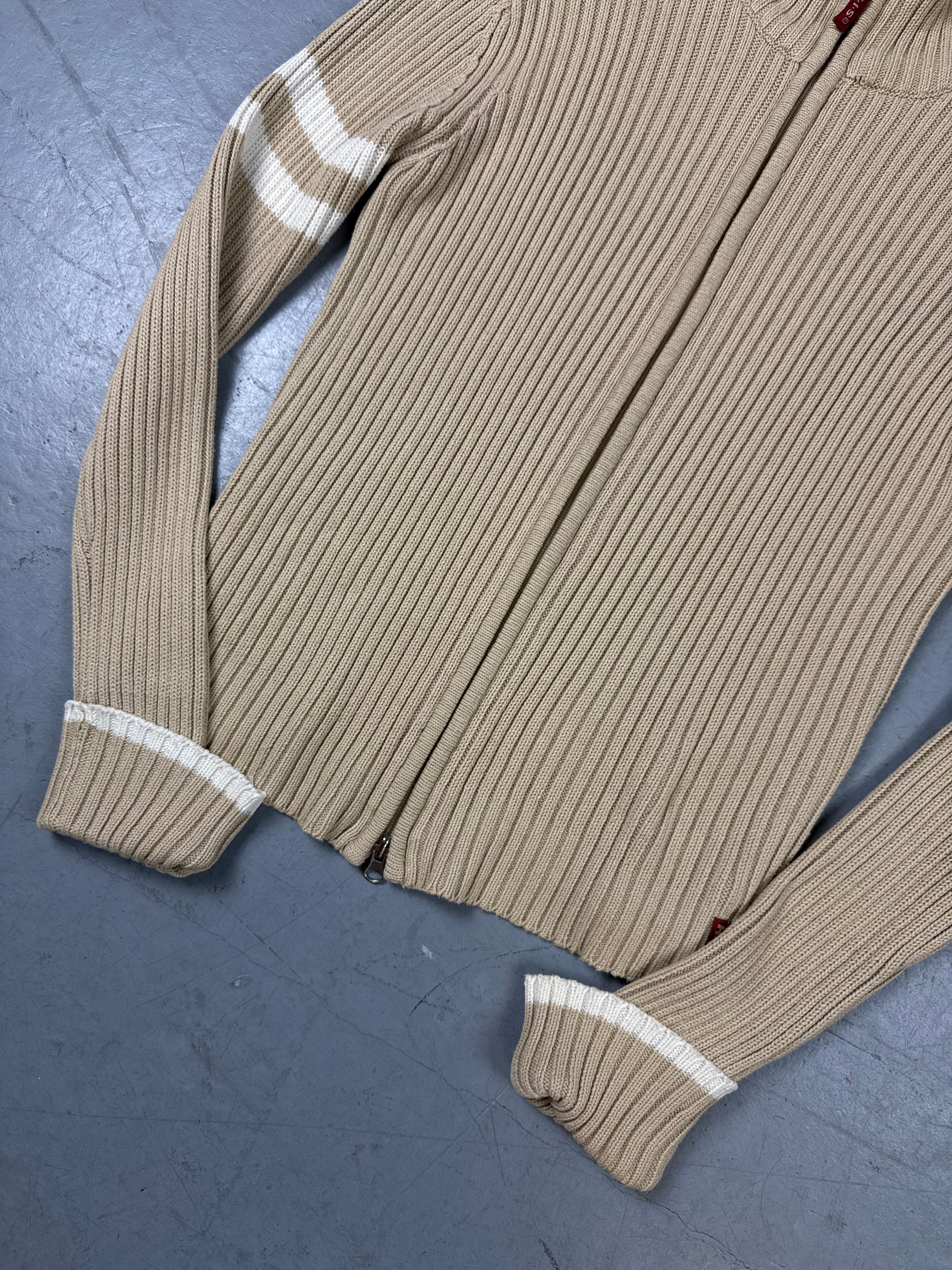 Vintage beige knit zipper Y2K 