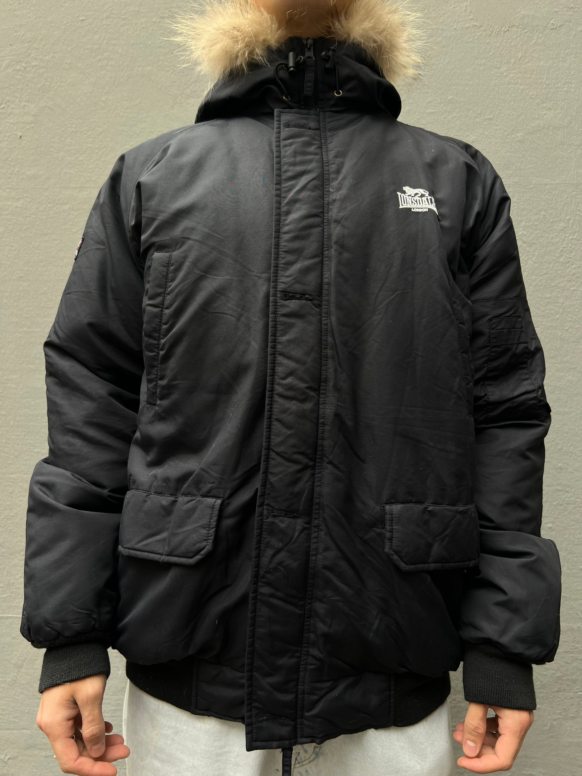 Vintage Black Lonsdale Winter Jacket L/XL