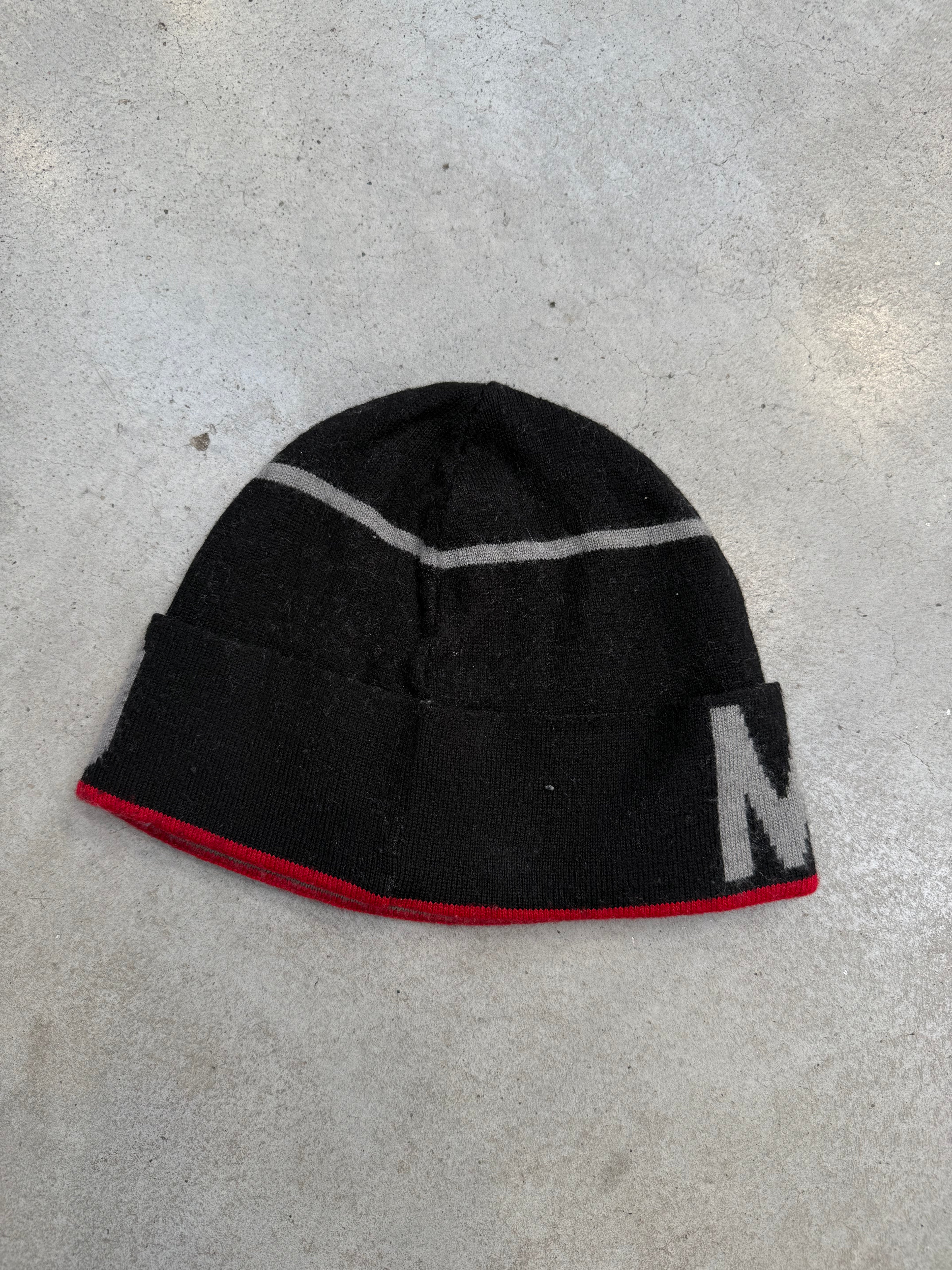 Vintage Moschino Black and Red Wool Beanie