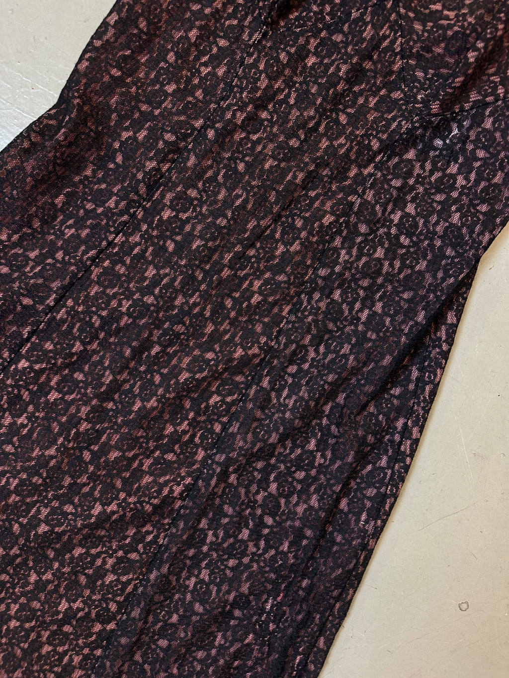 Vintage Pink/Black Midi Dress S