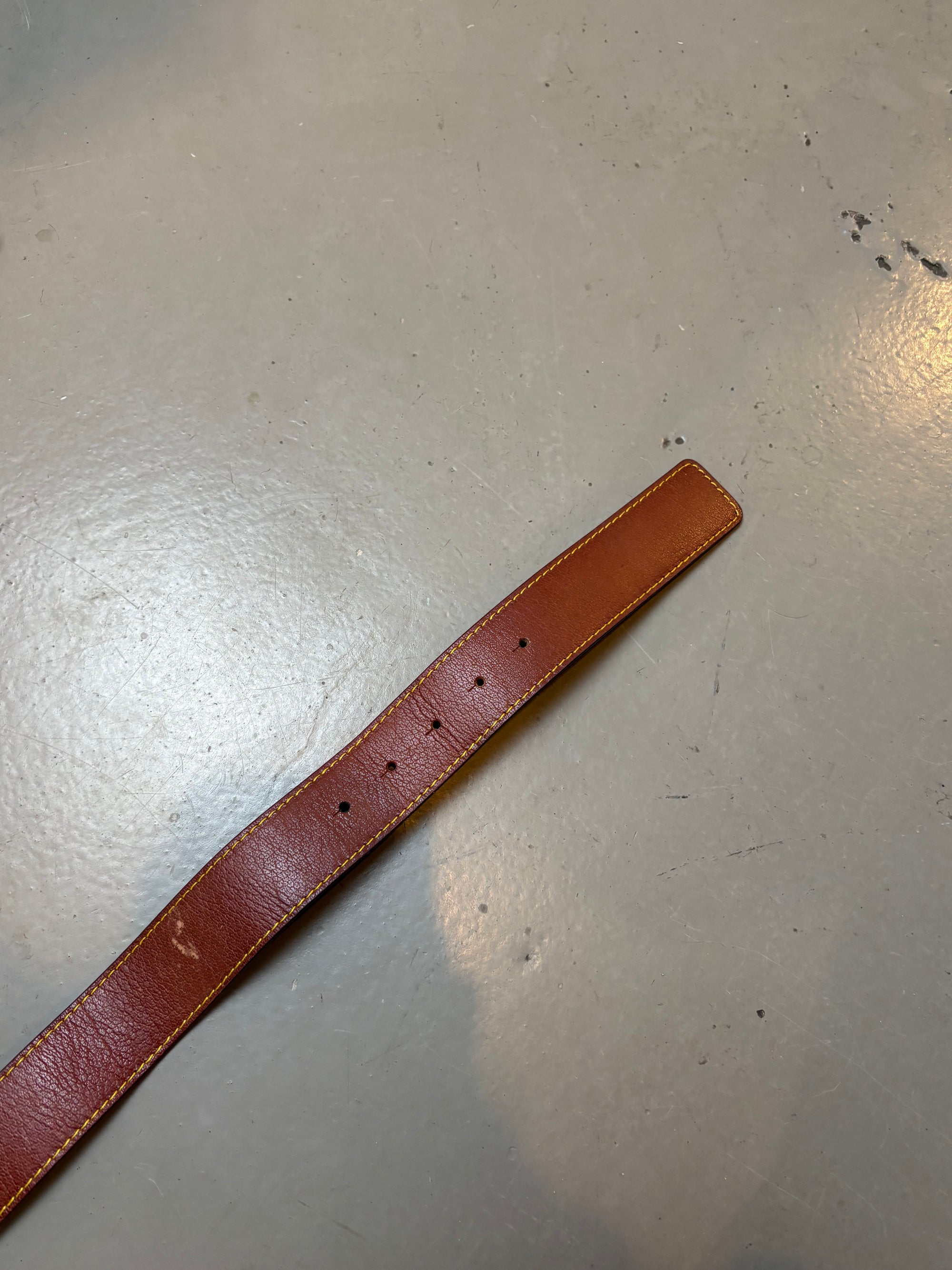 Vintage Brown Playboy Big Buckle Leather Belt