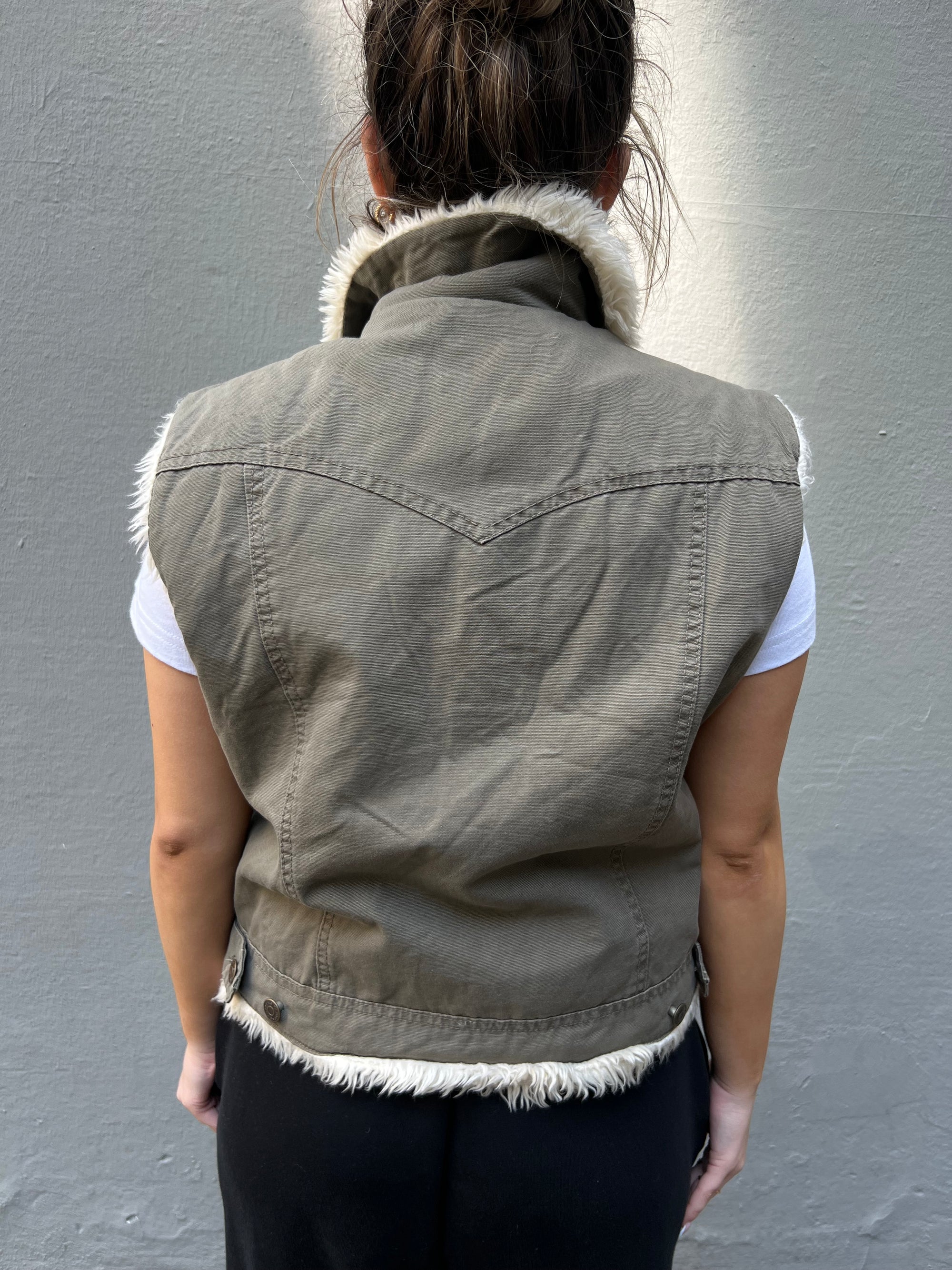 Vintage Fur Green Vest M/L
