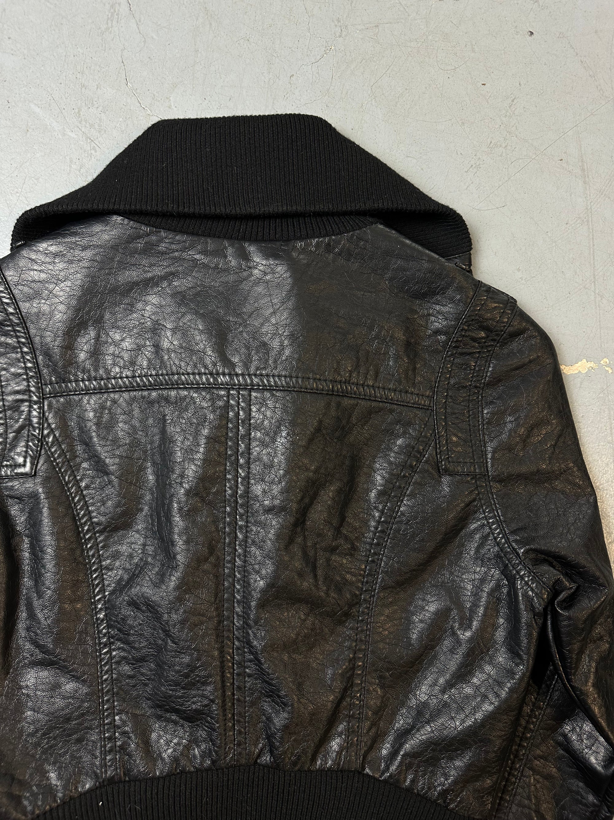 Vintage Faux Leather Cropped Jacket S