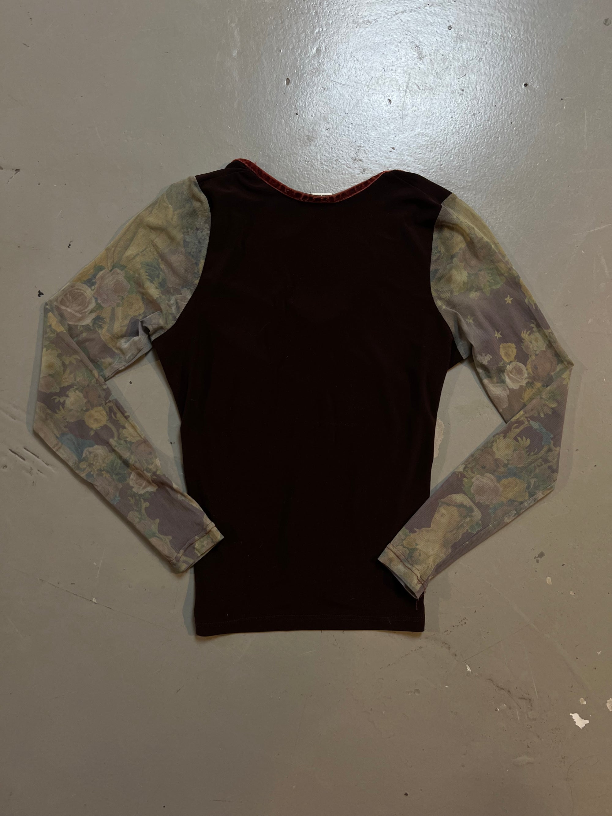 Vintage Red Ruffle Asymmetrical Blouse S