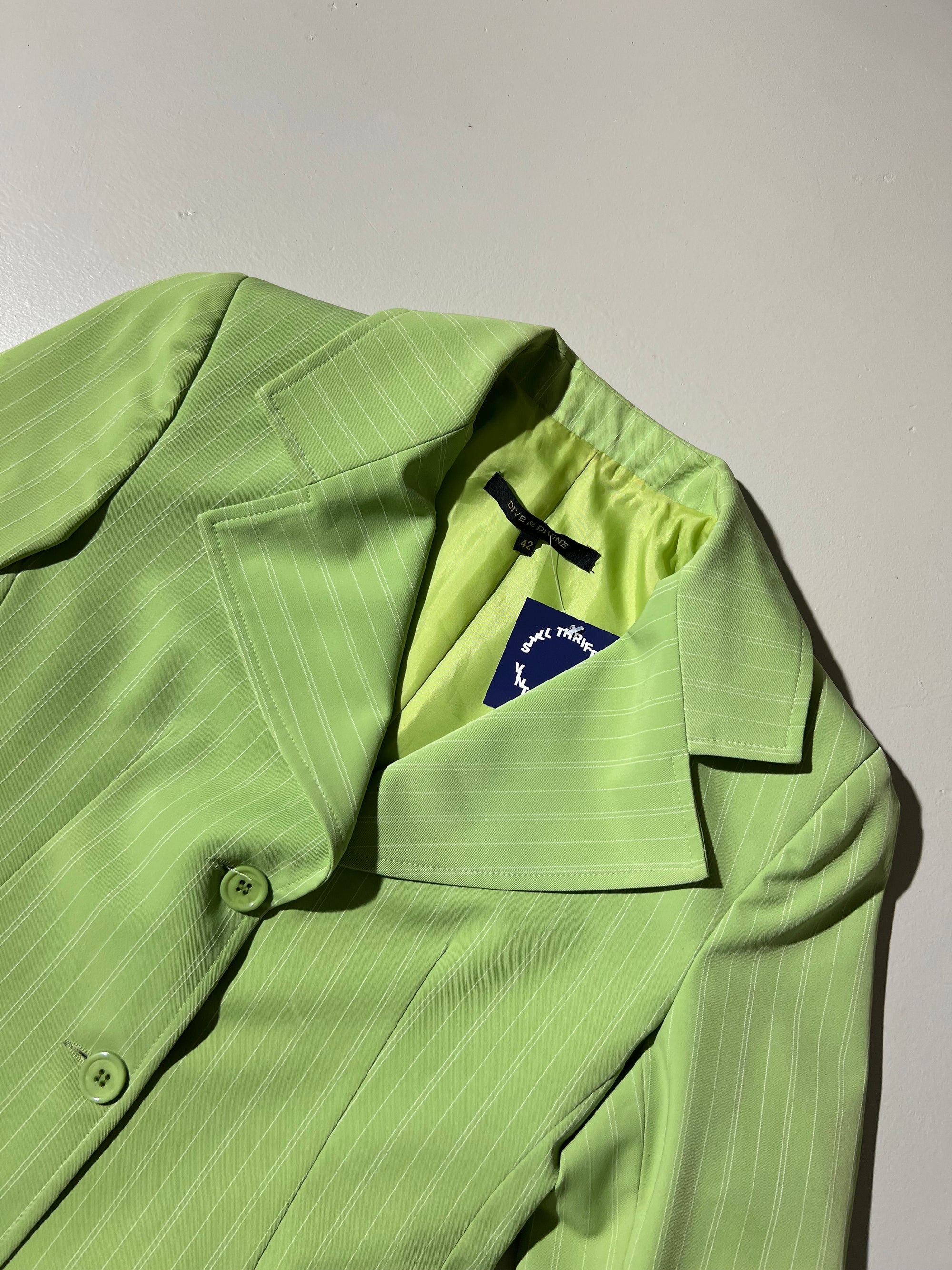 Vintage Green Striped Blazer S
