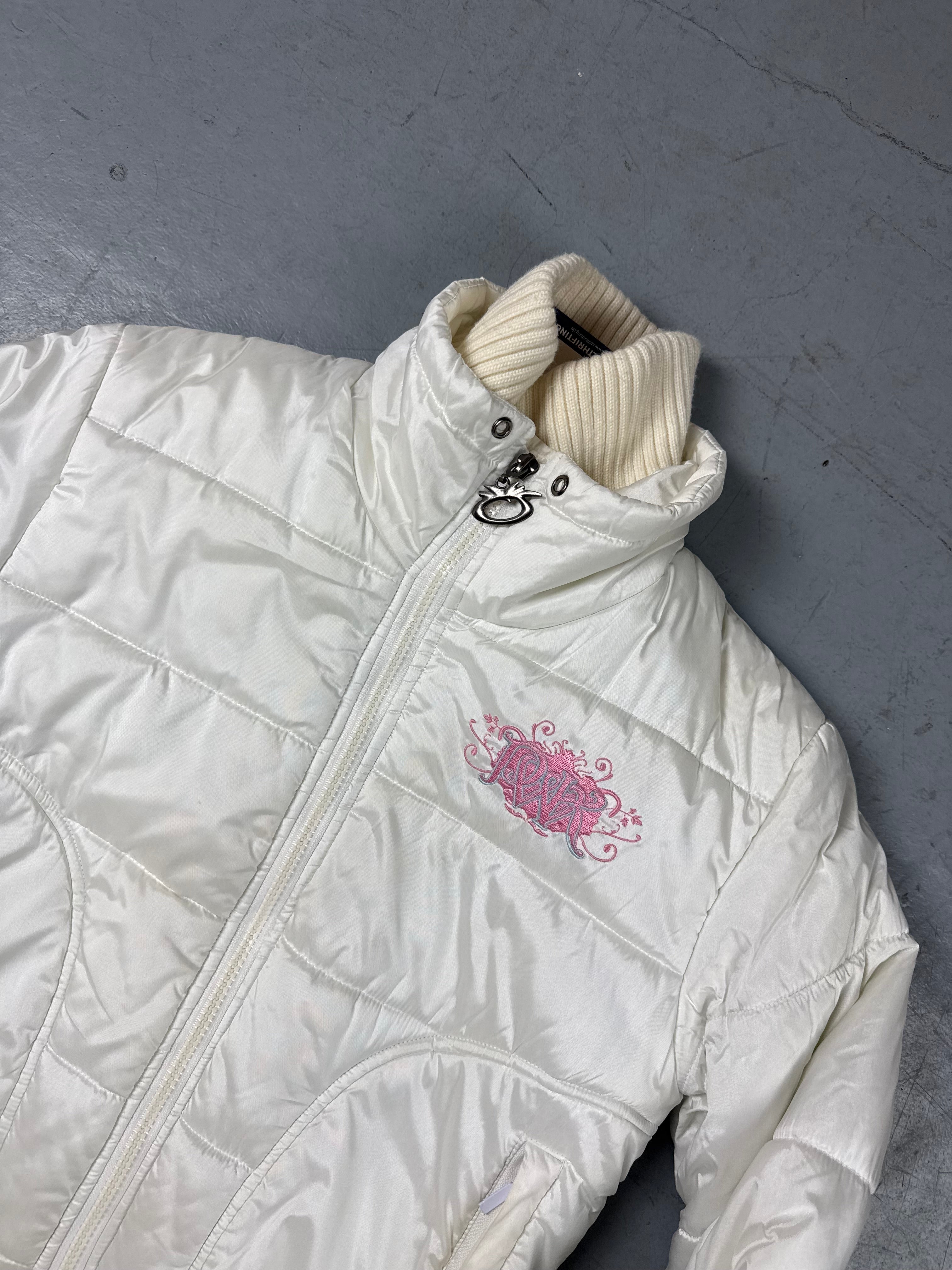 Weiße cropped Winterjacke y2k vintage 