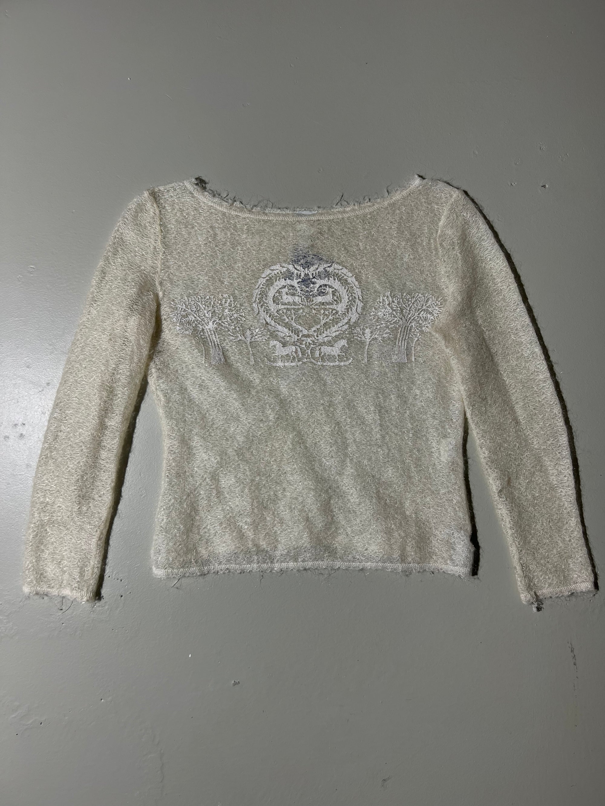 Vintage Beige Cavalli Jeans Printed Mohair Longsleeve S/M