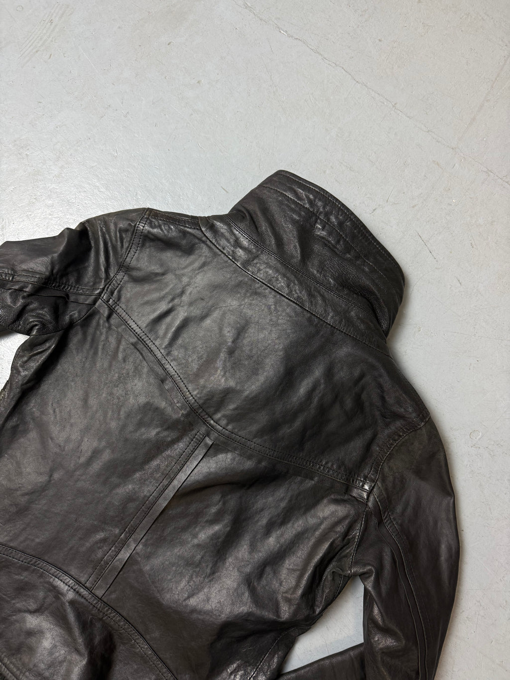 Vintage Black Turtleneck Leather Jacket S