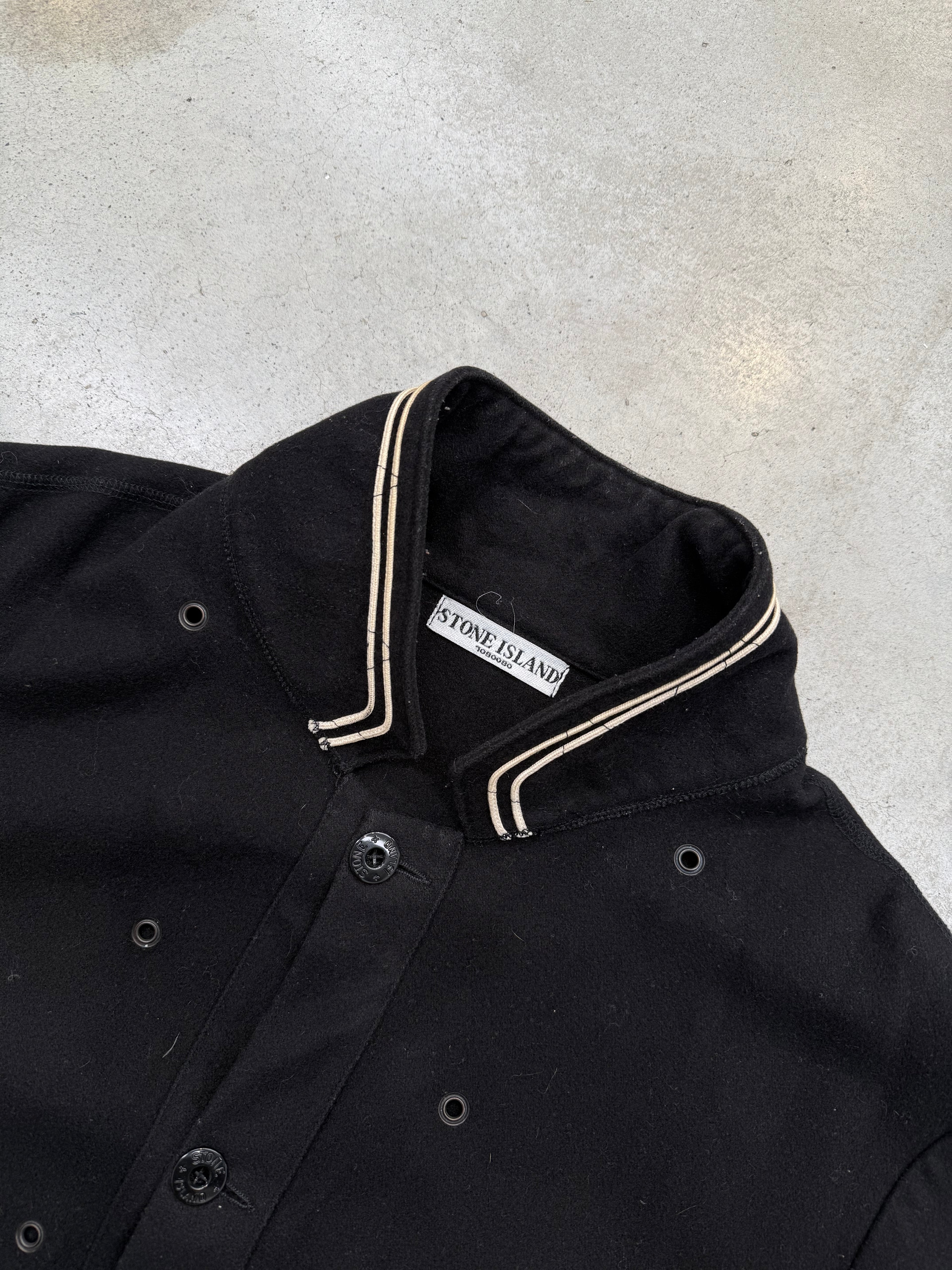 Vintage Stone Island Black Wool Button Up Jacket XL