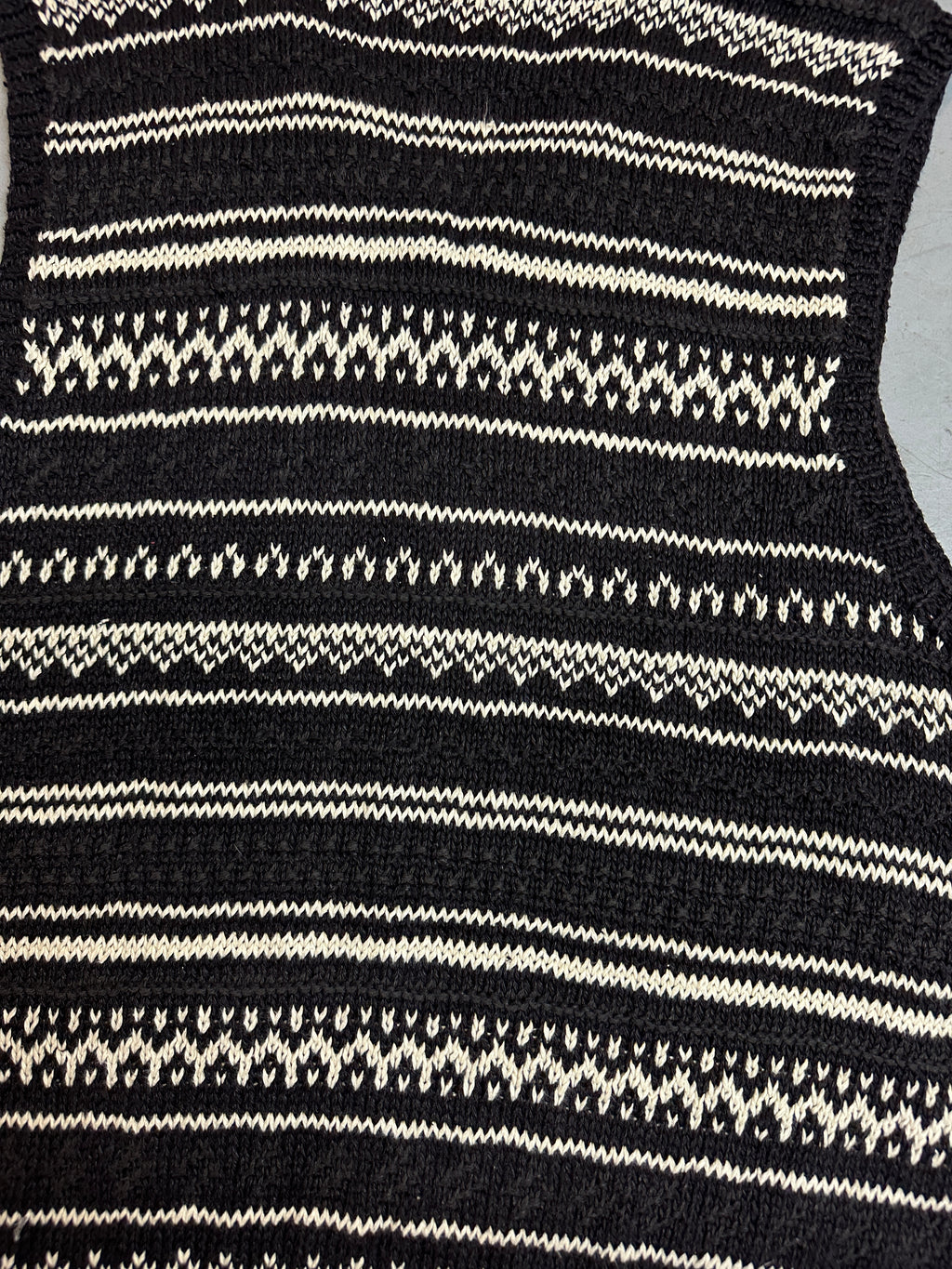 Vintage Polo Ralph Lauren Black and White Sleeveless Knit Sweater für Herren. Y2K Second Hand 2000s Fashion
