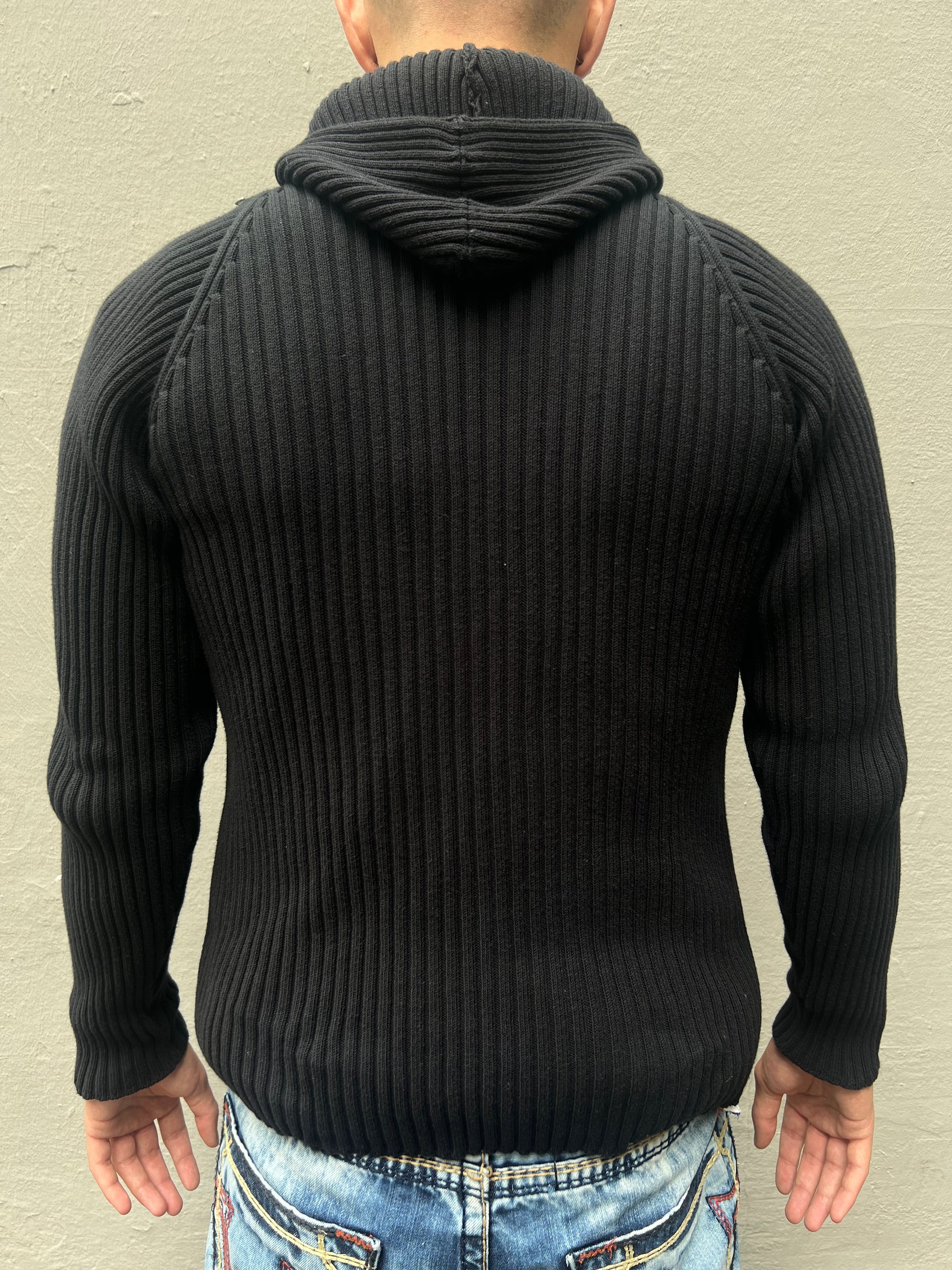 Vintage Black Weekend Zip Knit Sweater XL