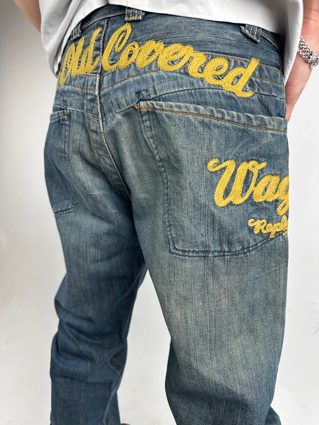 Vintage Replay Yellow Stitched Baggy Denim S/M