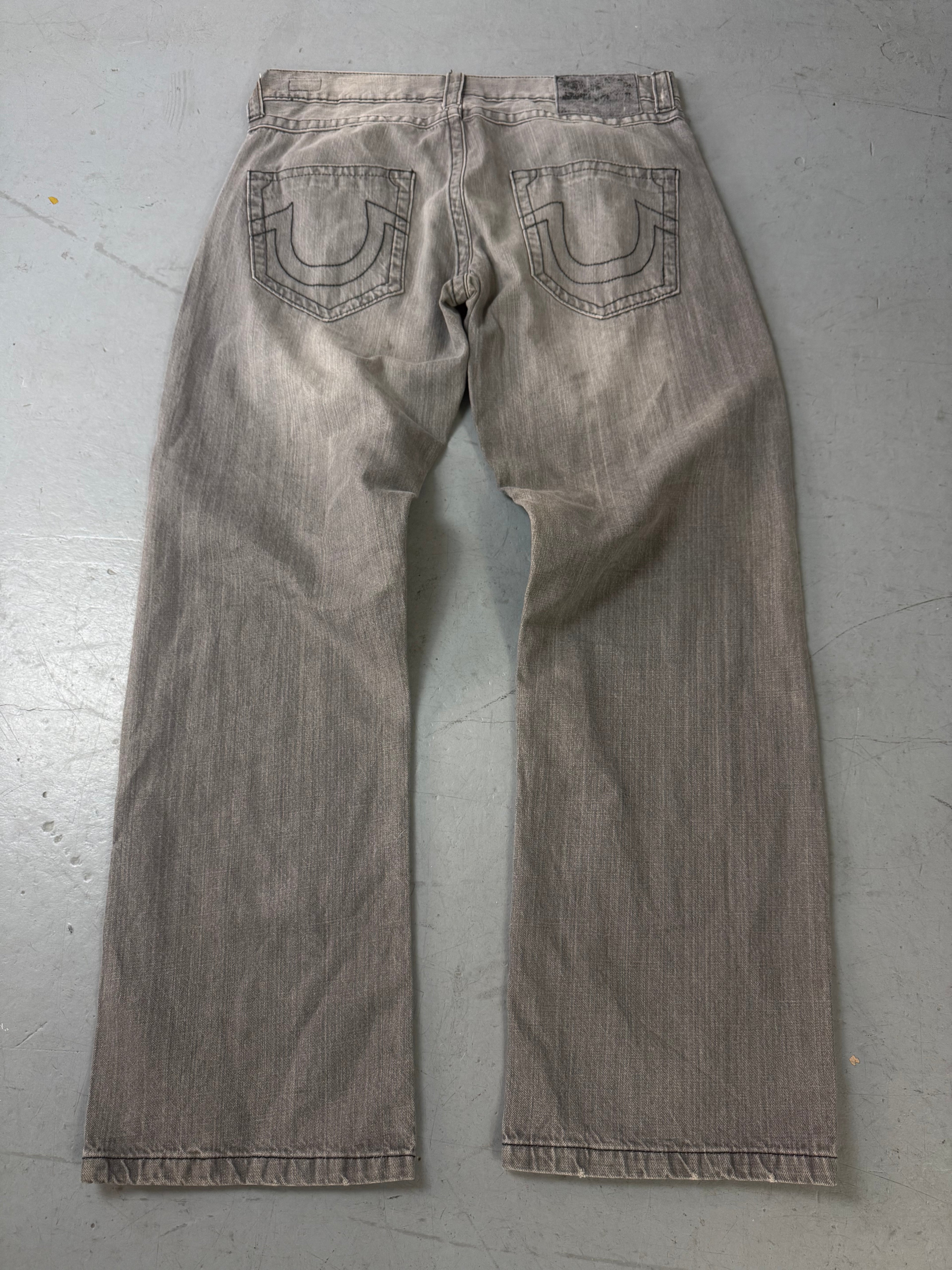 Vintage True Religion graue baggy Jeans für Herren Y2K Second Hand Fashion