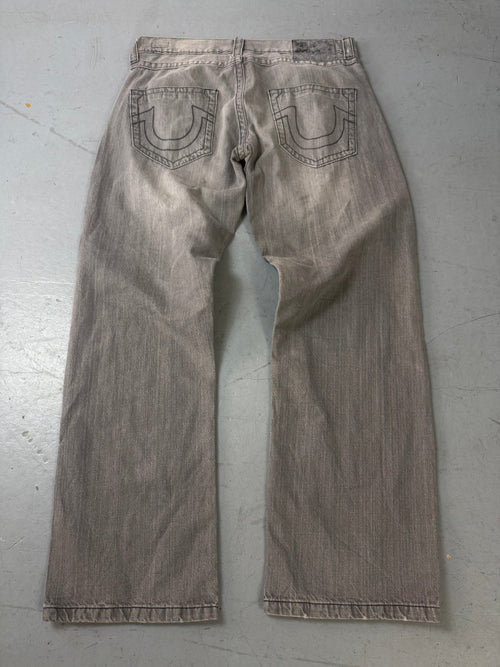 Vintage True Religion graue baggy Jeans für Herren Y2K Second Hand Fashion