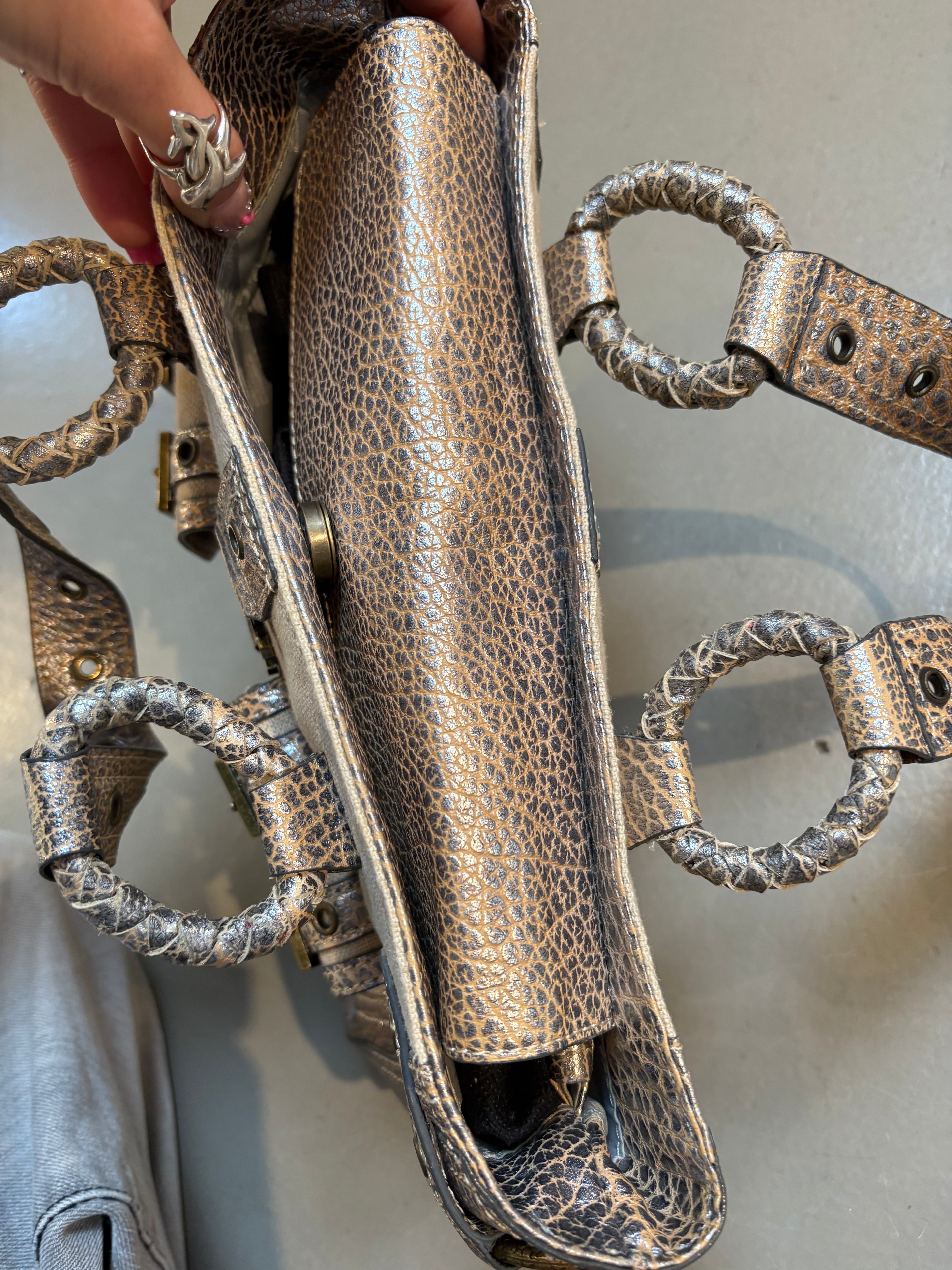 Vintage Beige Just Cavalli Mini Bag With Gold Details