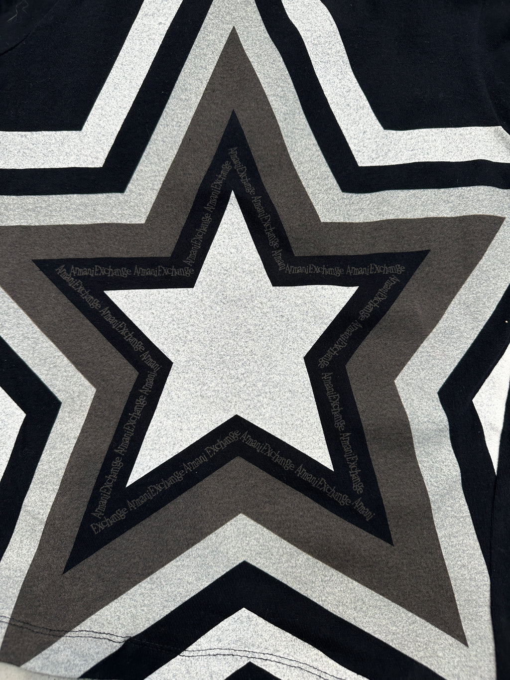 Vintage Armani Exchange Black Star Tank Top für Damen Y2K Second Hand Fashion
