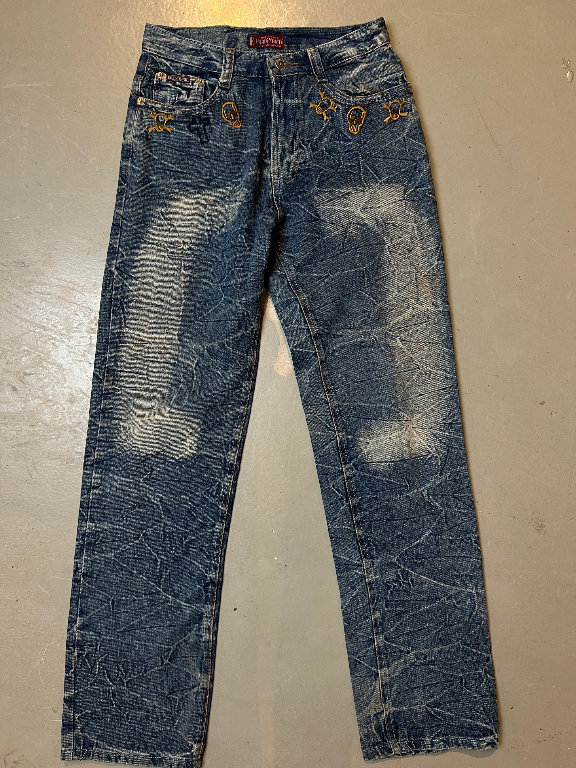 Vintage Blue Crazy Stitched and Washed Denim S/M