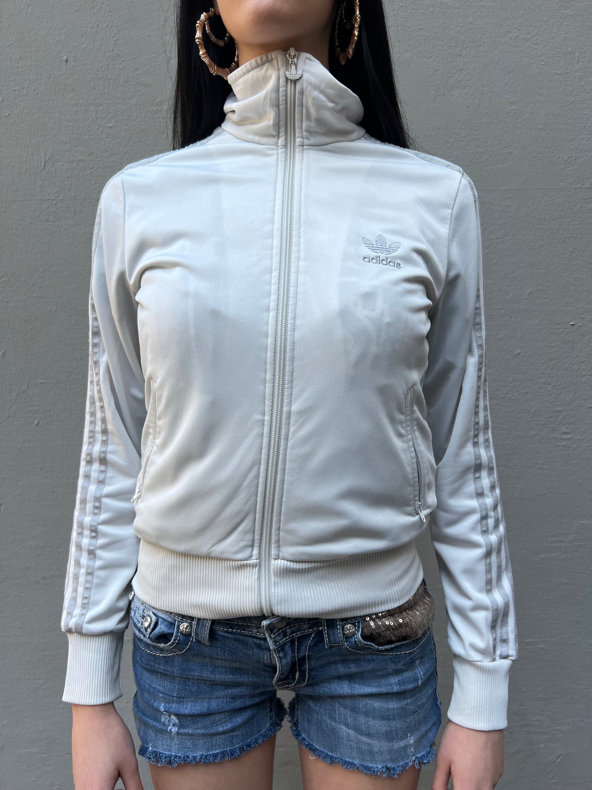 Vintage Adidas Track Jacket White/Silver S