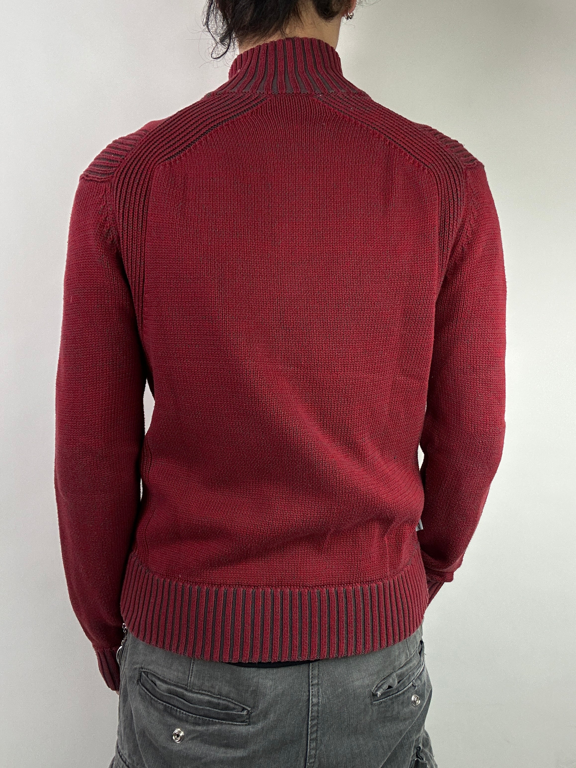 Vintage O Neill Red Knit Zip Up M