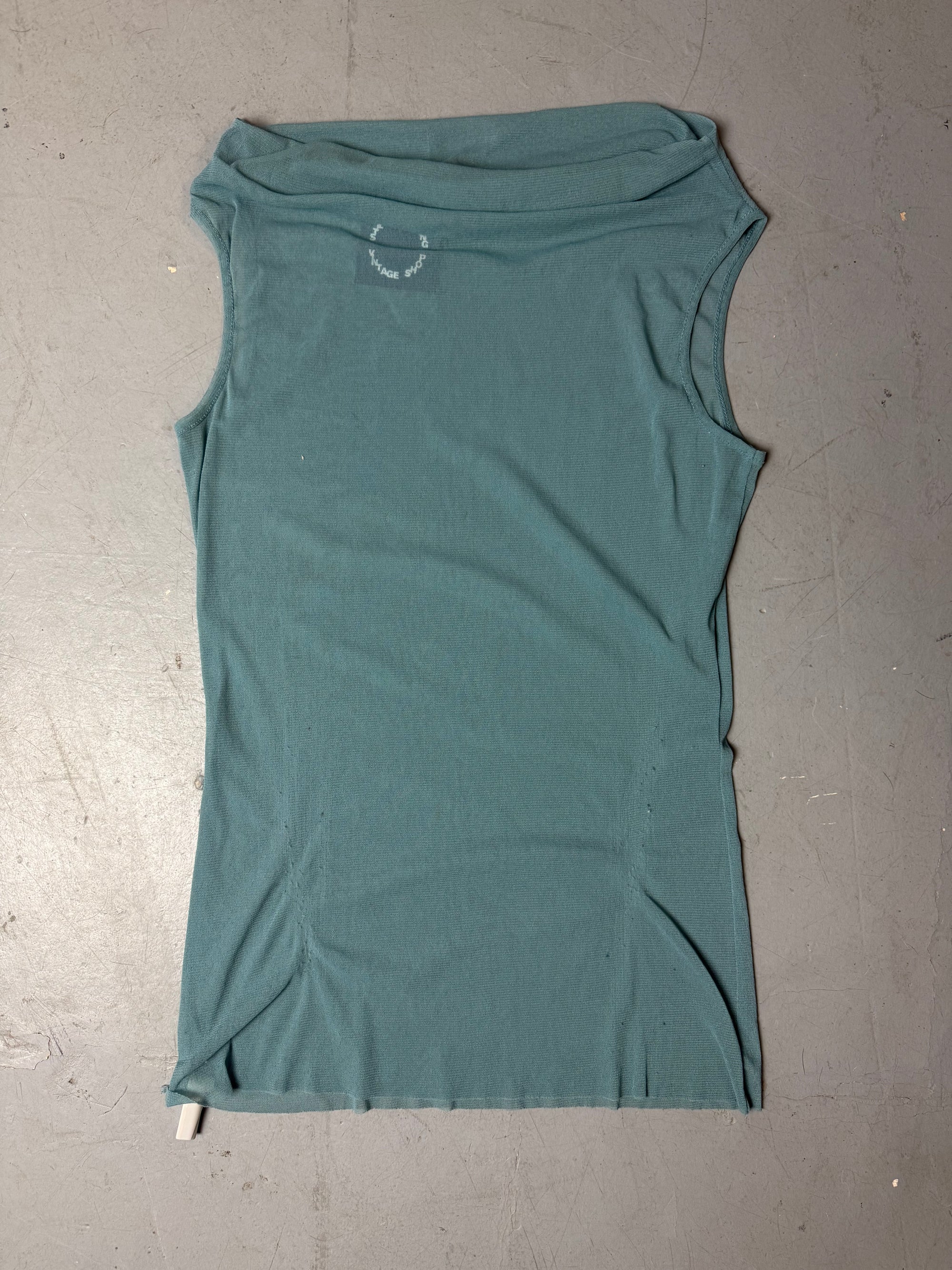 Vintage Blue Mesh Seethrough Tank Top M