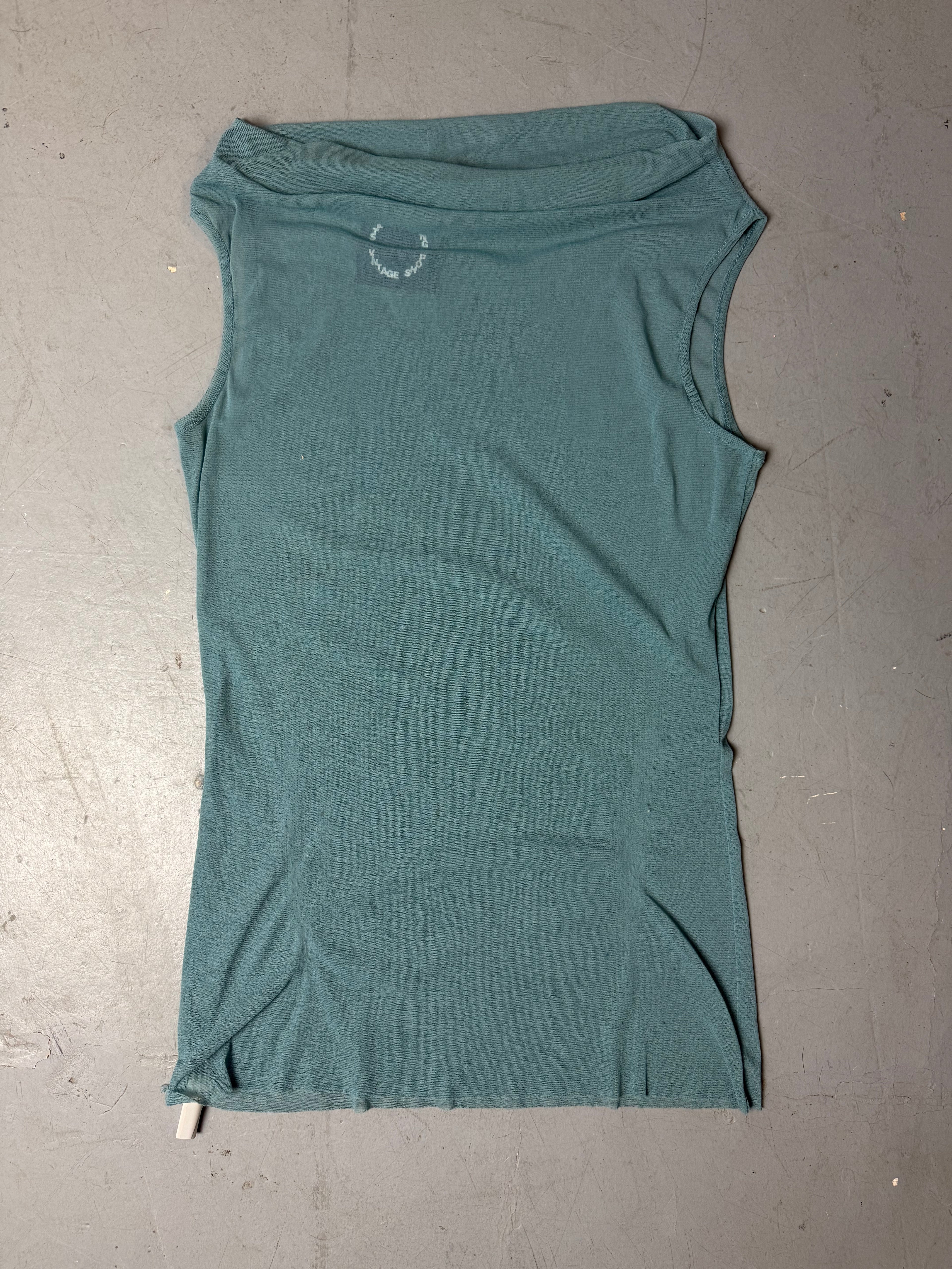 Vintage Blue Mesh Seethrough Tank Top M