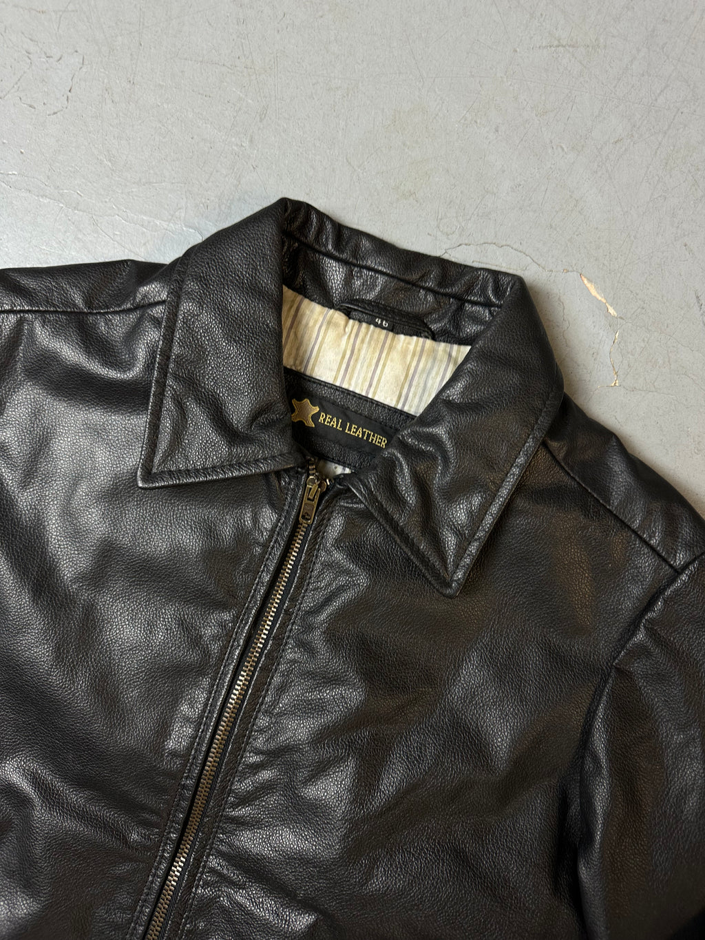 Vintage Black Real Leather Jacket S/M