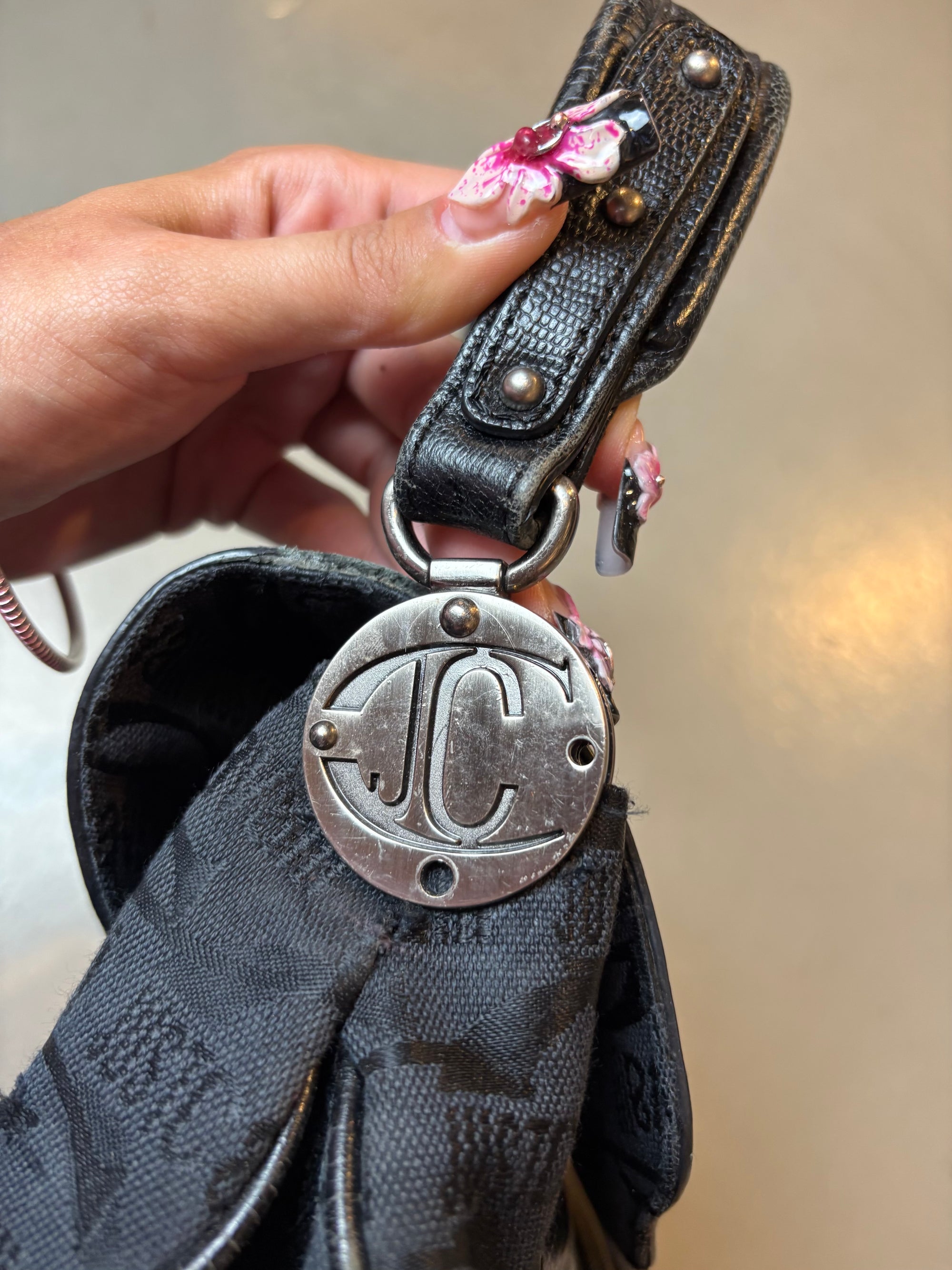 Vintage Just Cavalli Black Bag with Silver Details