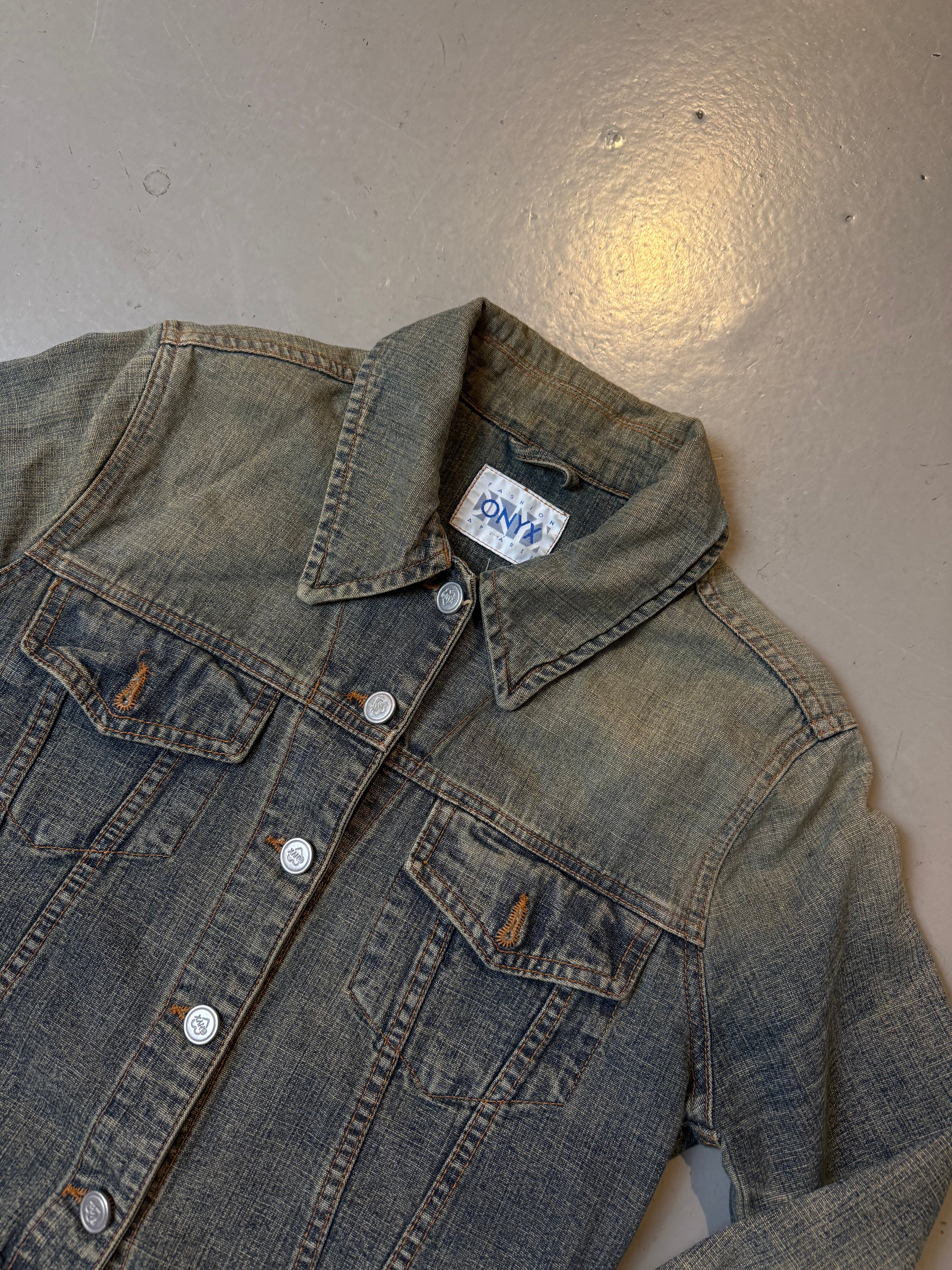 Vintage Onyx Green Blue Washed Denim Jacket XS/S