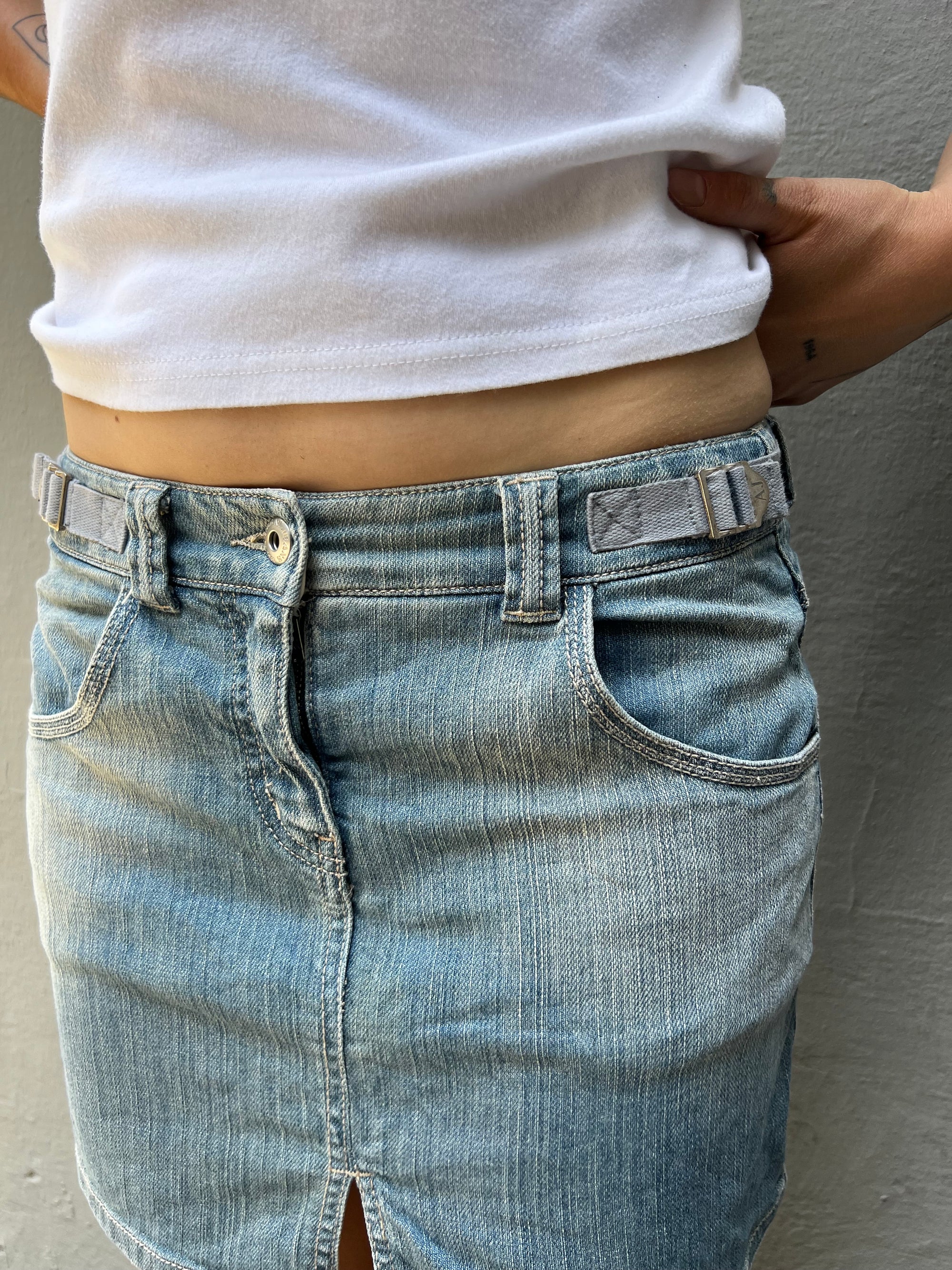Vintage Armani Light Blue Denim Skirt S