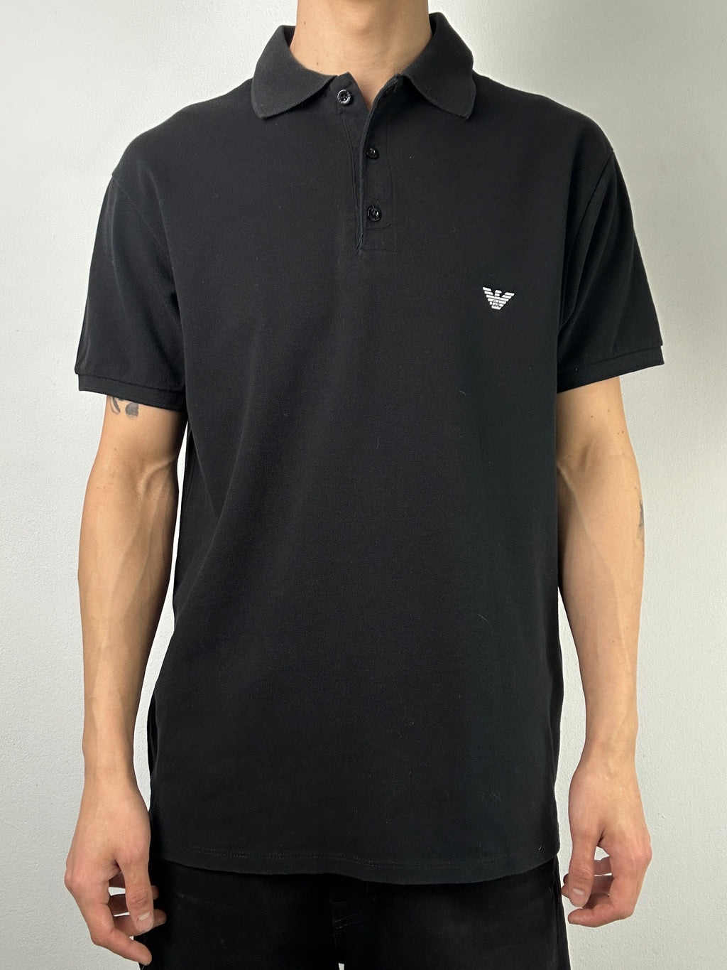 Vintage Armani Jeans Black Polo Jeans für Herren. Y2K Second Hand 2000s Fashion