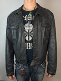 Vintage Italian Black Biker Leather Jacket XL