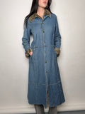 Vintage Denim Coat with Faux Fur Lining M