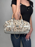 Vintage CNTY BAGS Guess Beige Leo Print Handbag with Extra Charms