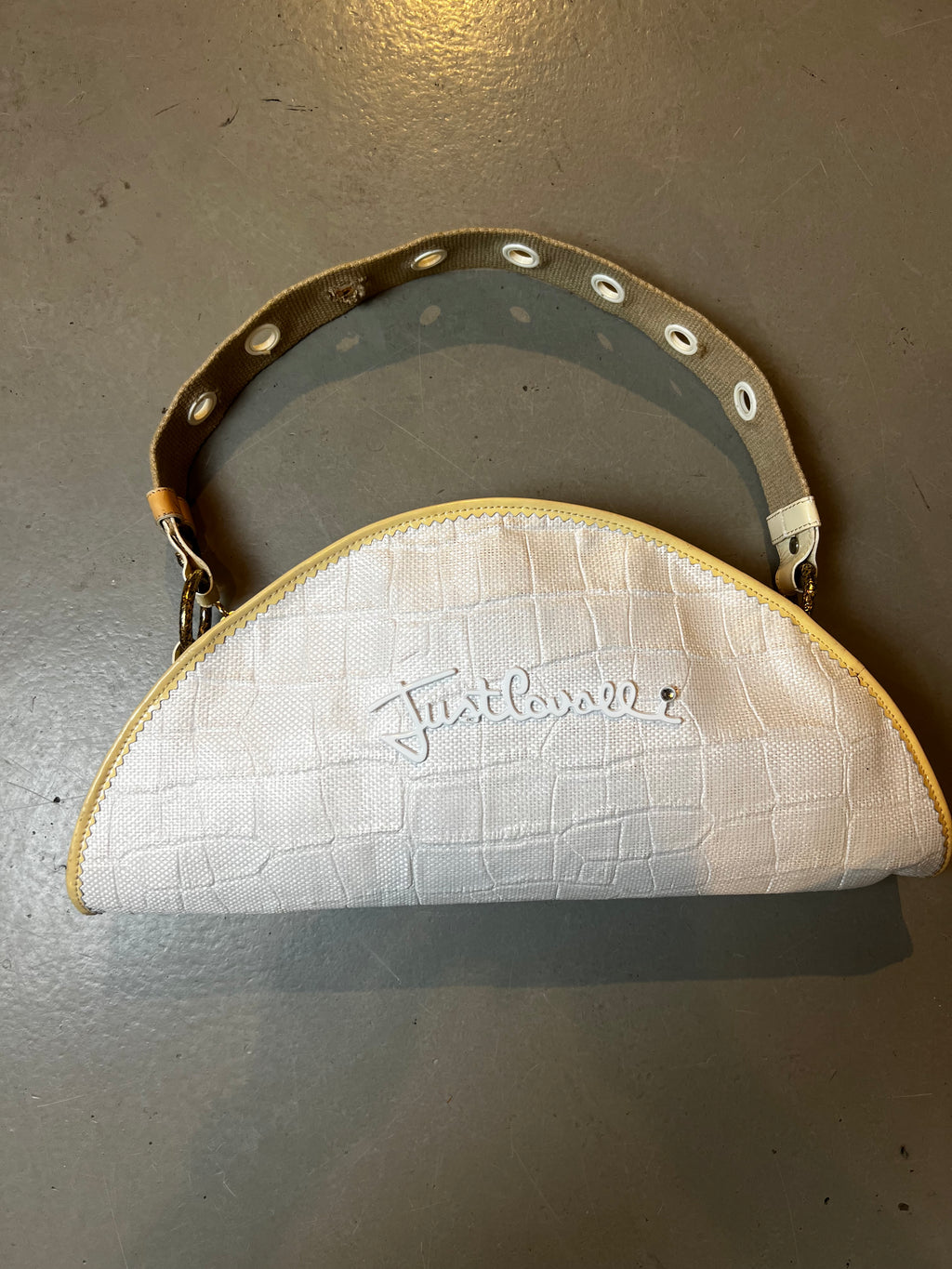 Vintage Just Cavalli Creme Baguette Bag