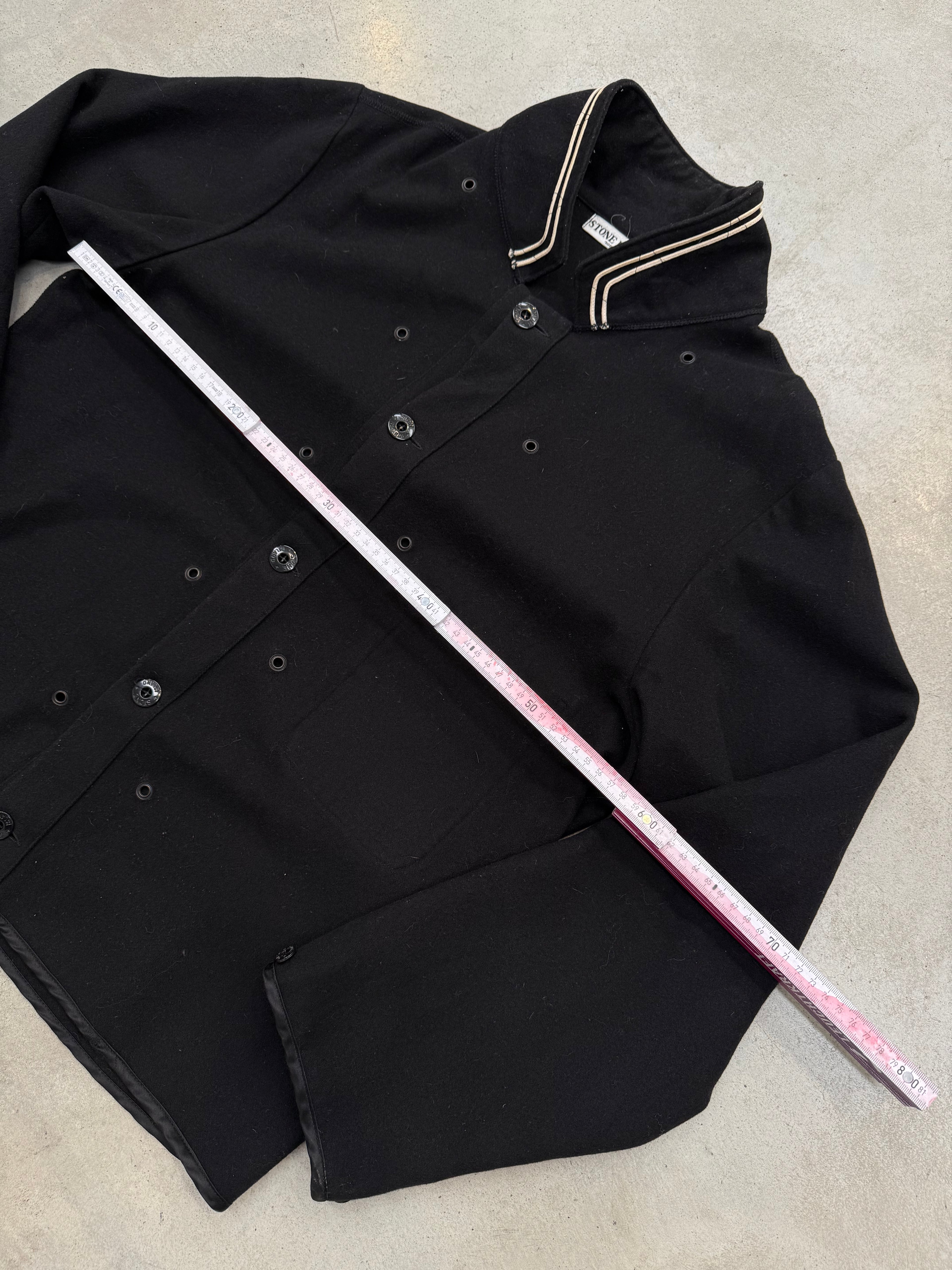 Vintage Stone Island Black Wool Button Up Jacket XL