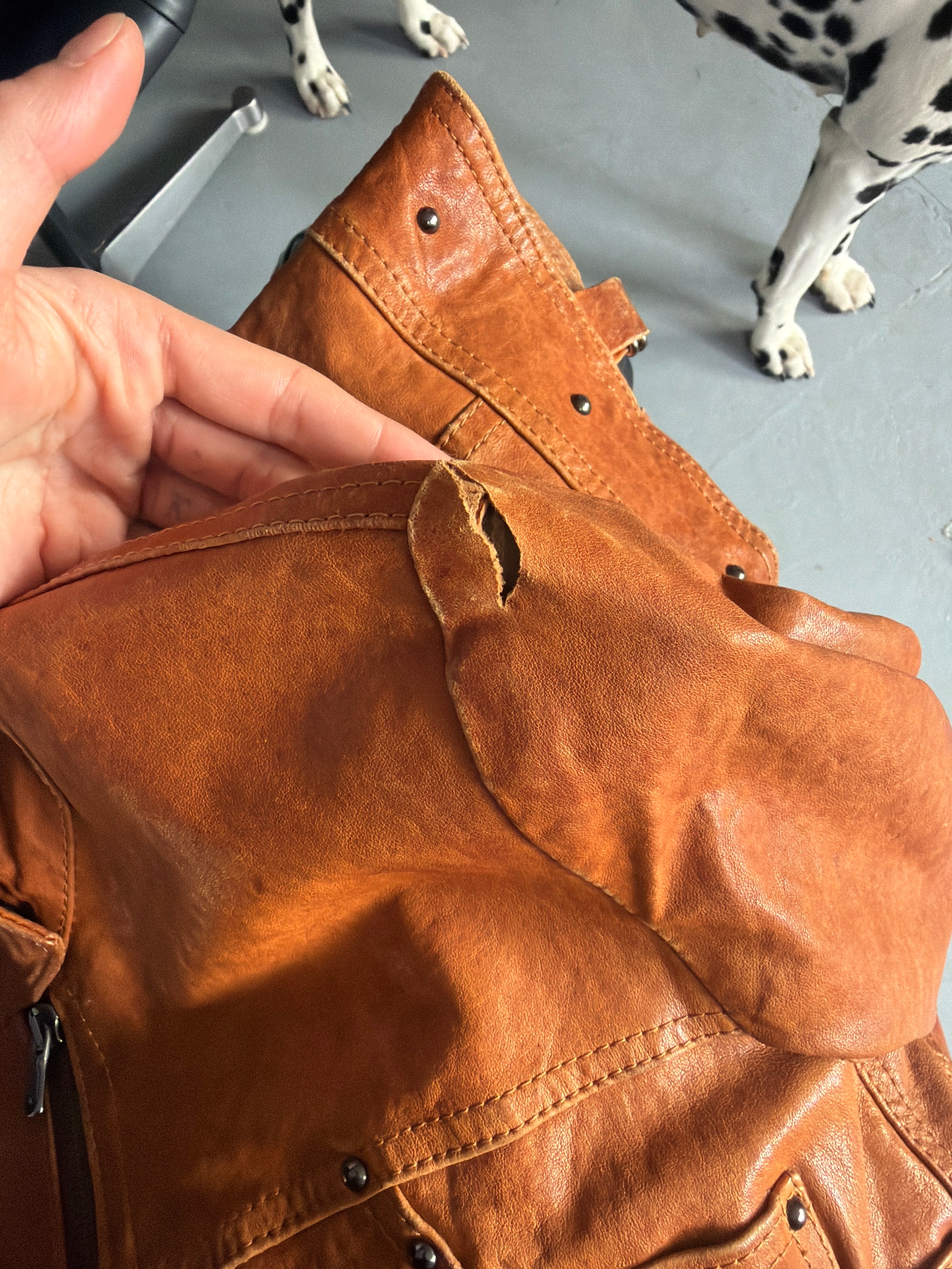 Vintage Blu Gaya Brown Leather Jacket M