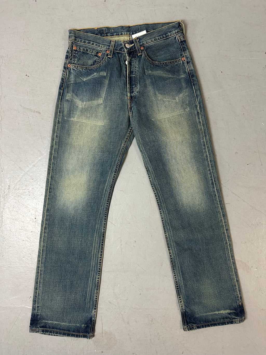 Eine blau grün washed Levi’s baggy denim