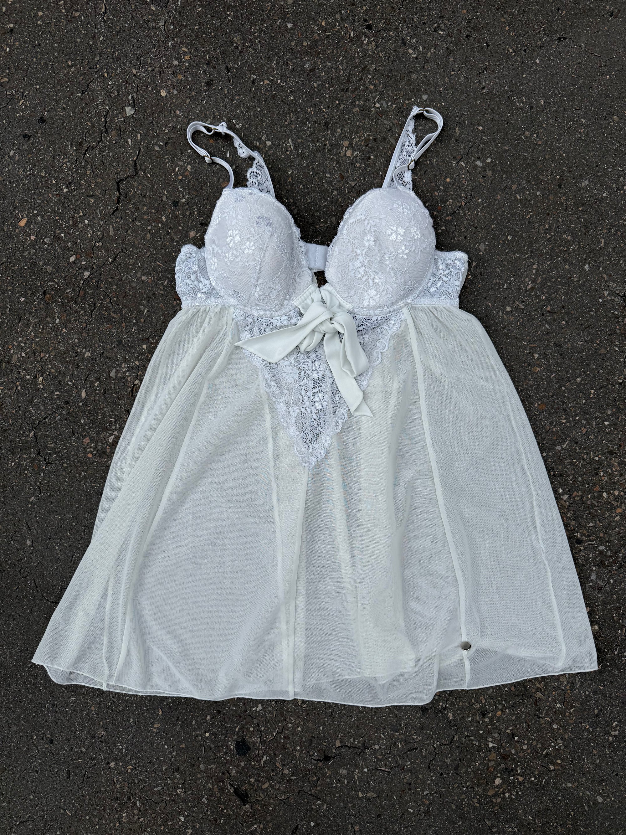 Vintage White Lace Long Top S/M