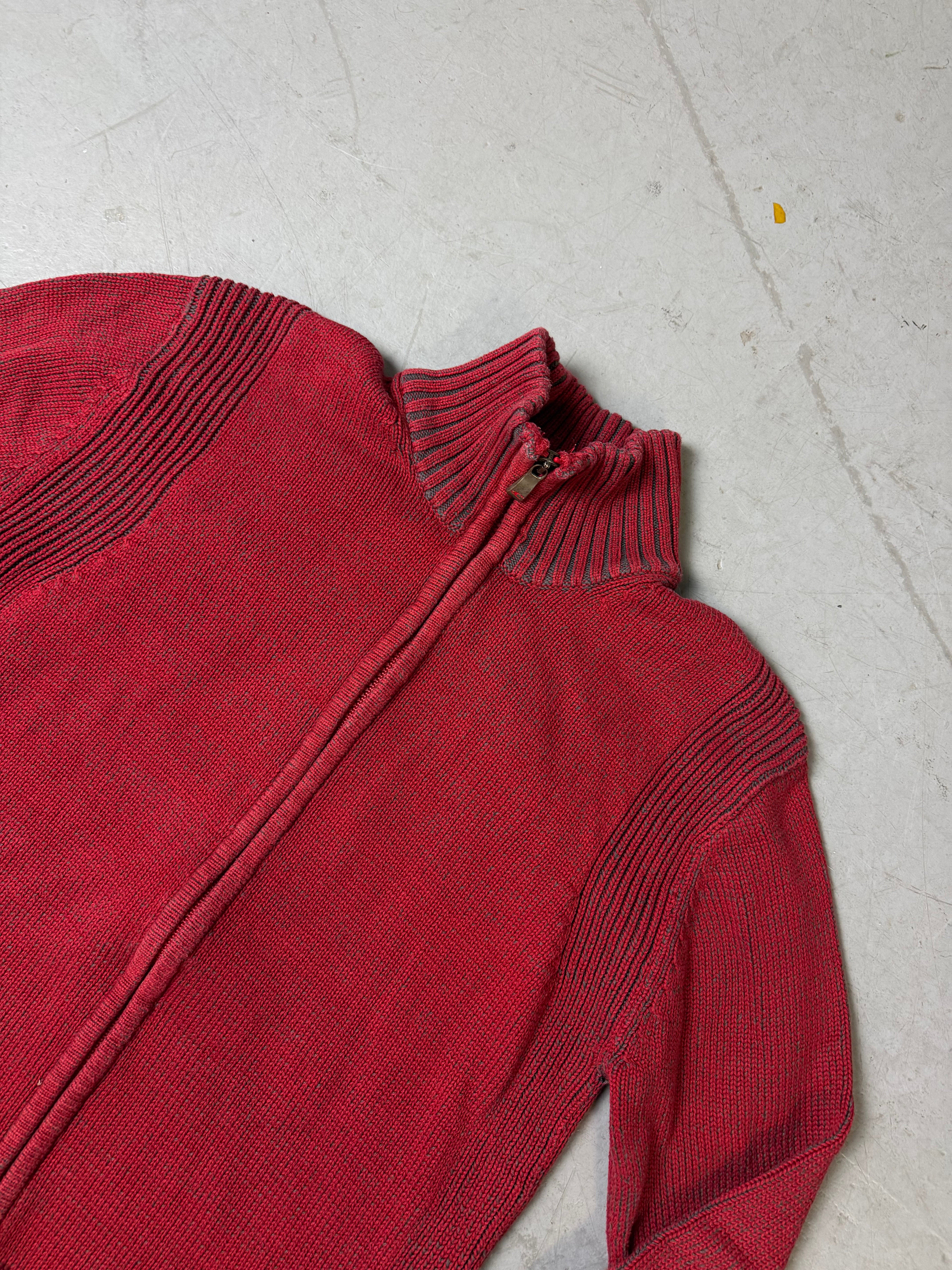 Vintage O Neill Red Knit Zip Up M