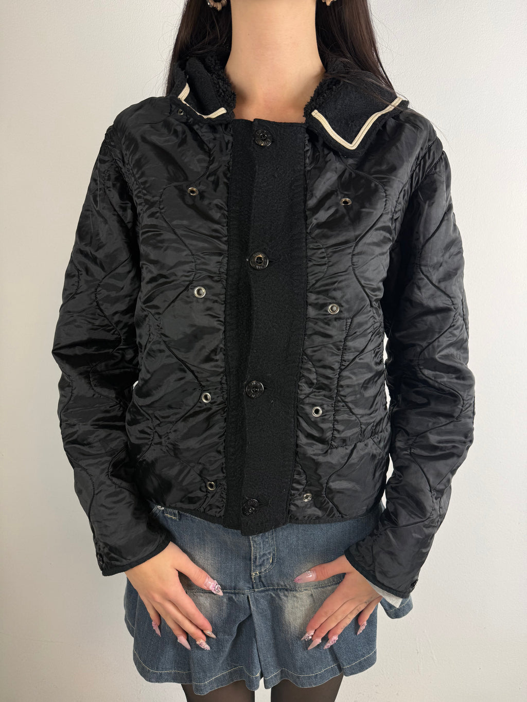 Tragebild von Vintage Stone Island Quilted Jacket XS/S von vorne