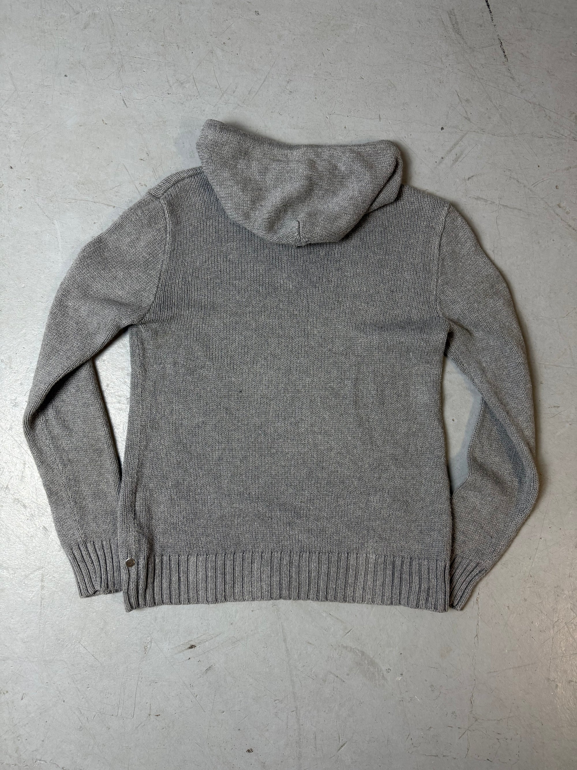 Produktbild von Vintage Polo Ralph Lauren Grey Knit Hoodie von hinten 