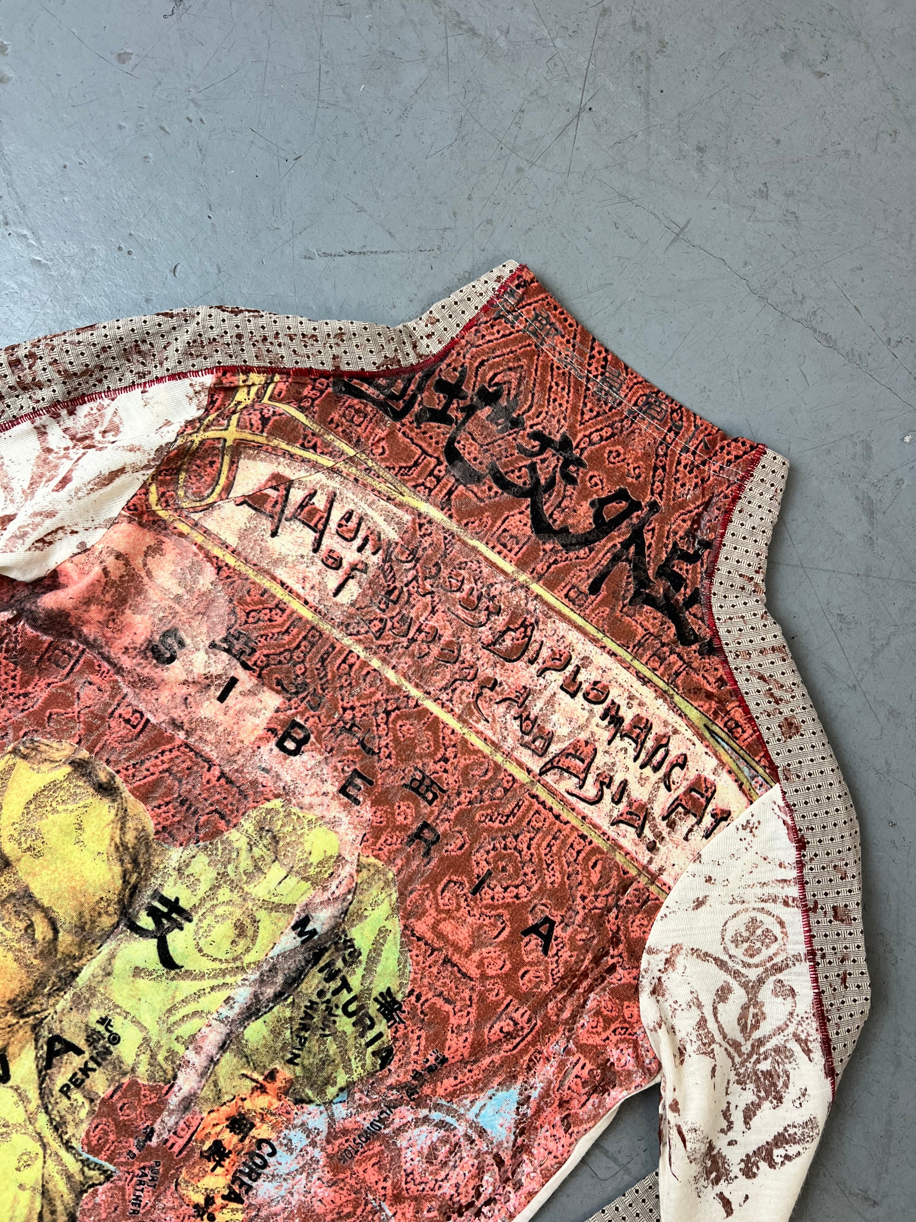 Vintage Asia Printed Turtleneck Longsleeve Für Damen. Y2K Second Hand 2000s Fashion