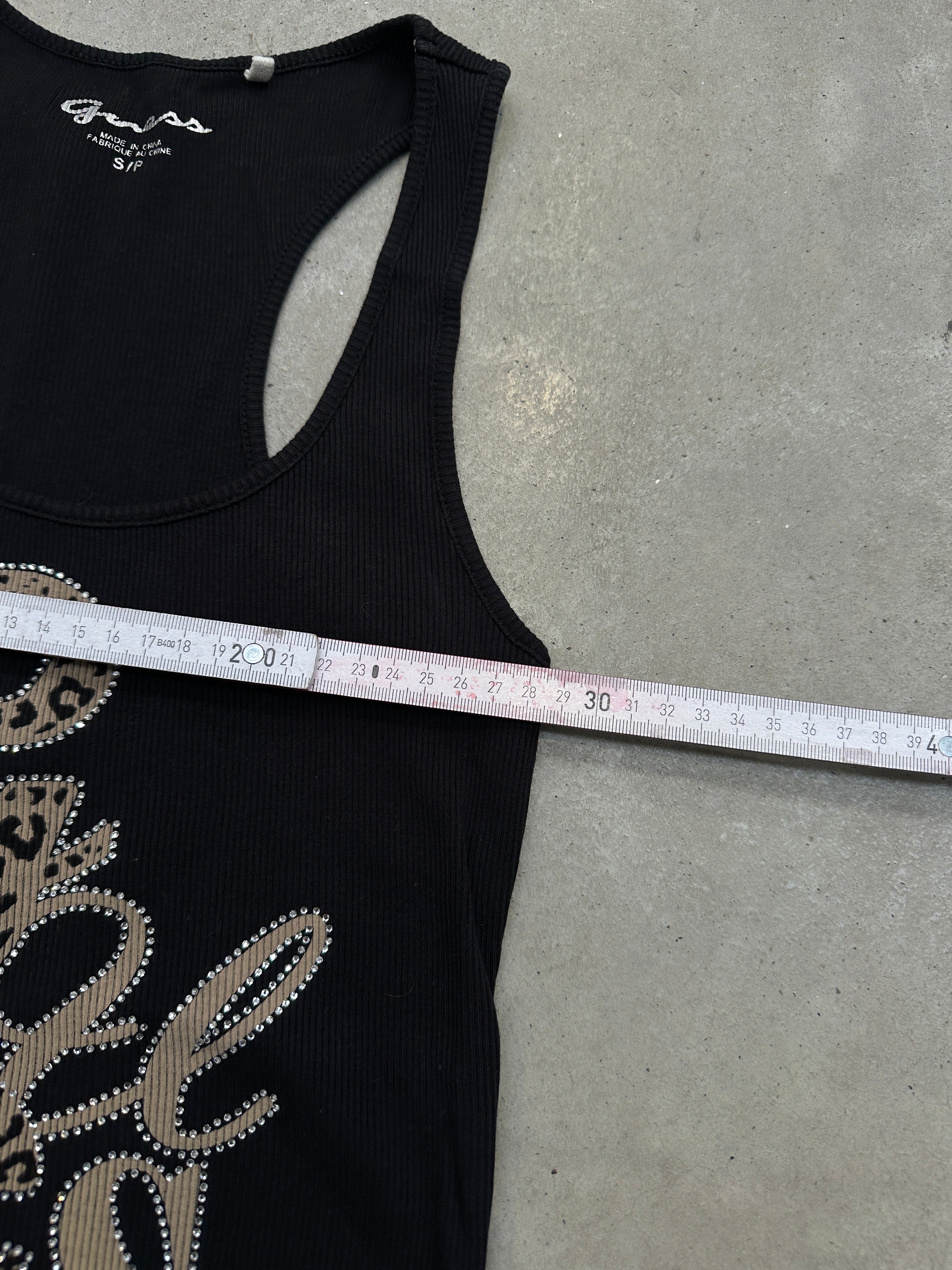 Vintage Guess Black Leo Print Tank Top S