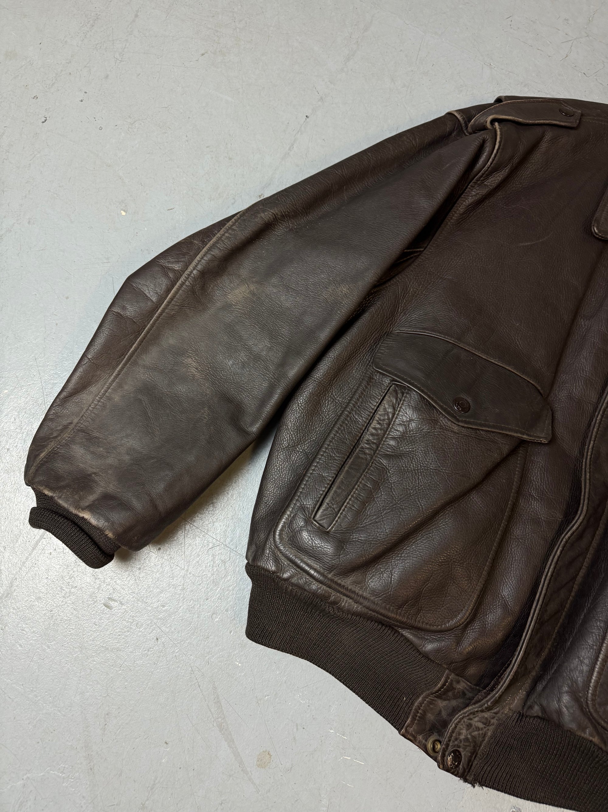 Vintage Schott Brown Heavy Leather Jacket L