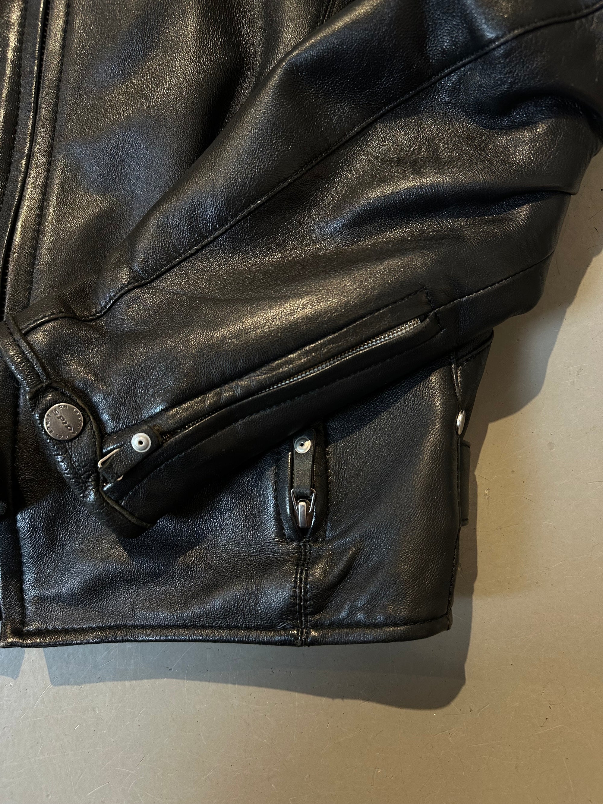 Vintage Black Leather Biker Jacket M
