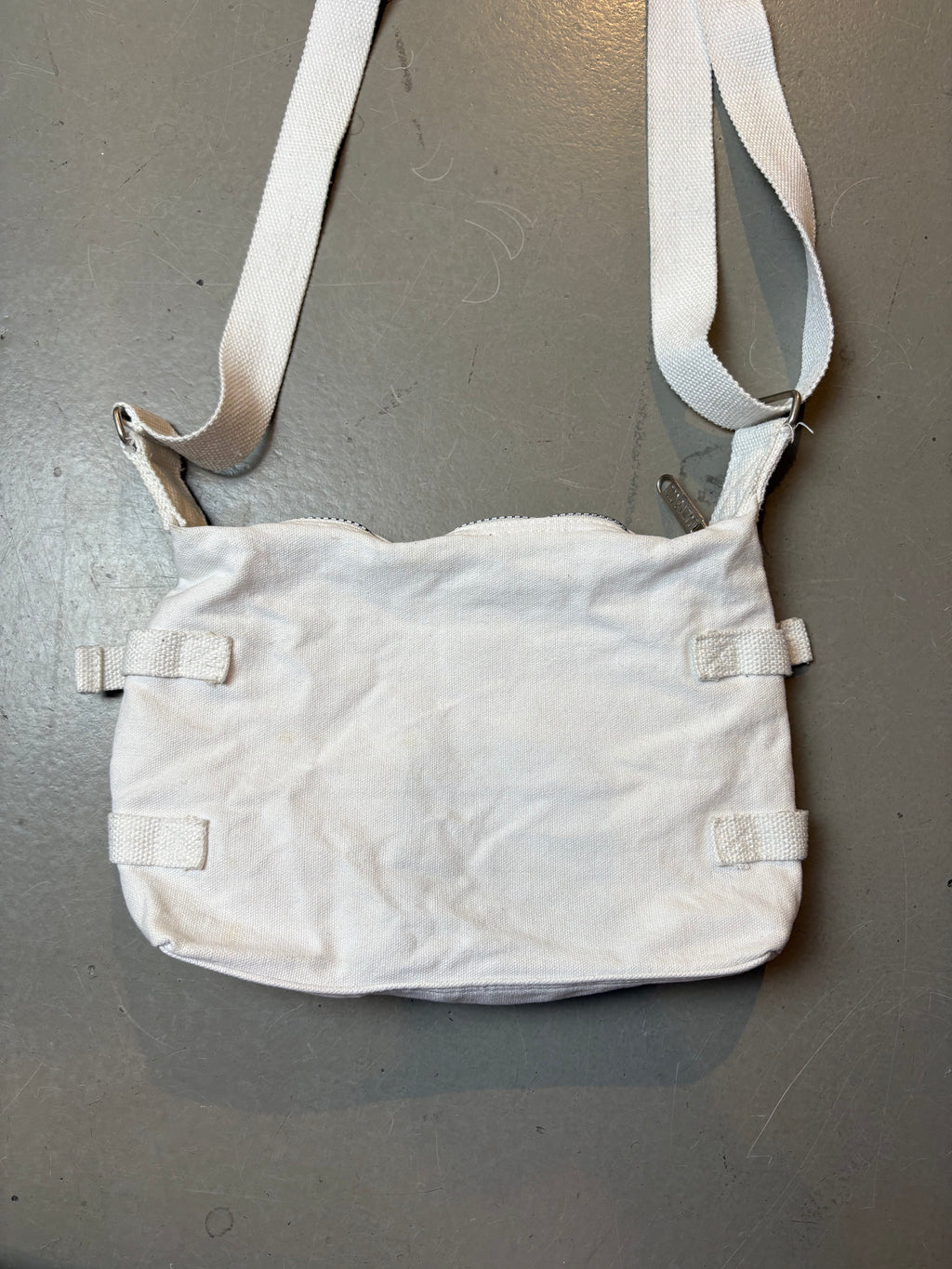 Vintage White Multi Zip Crossbody Bag