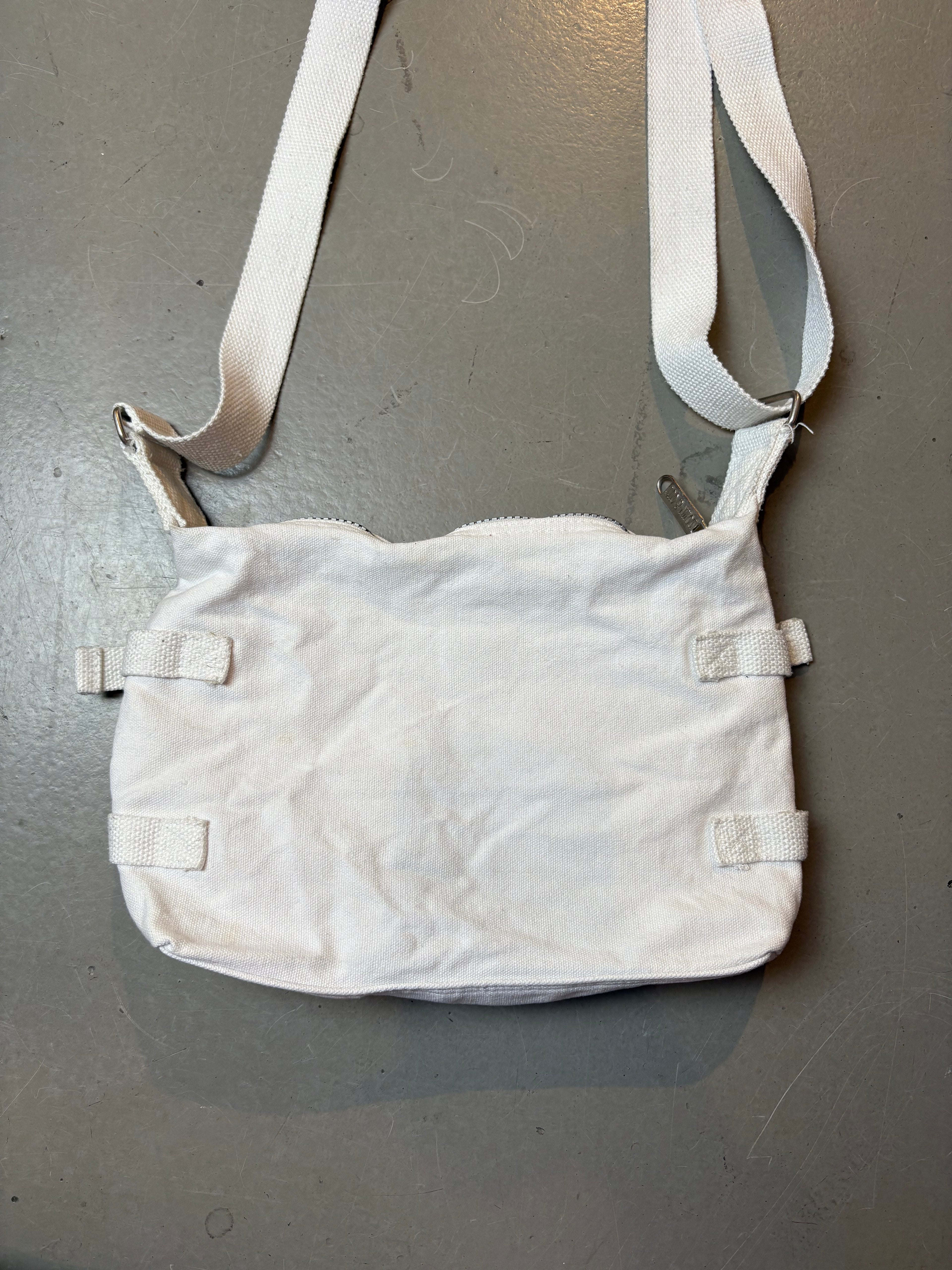 Vintage White Multi Zip Crossbody Bag
